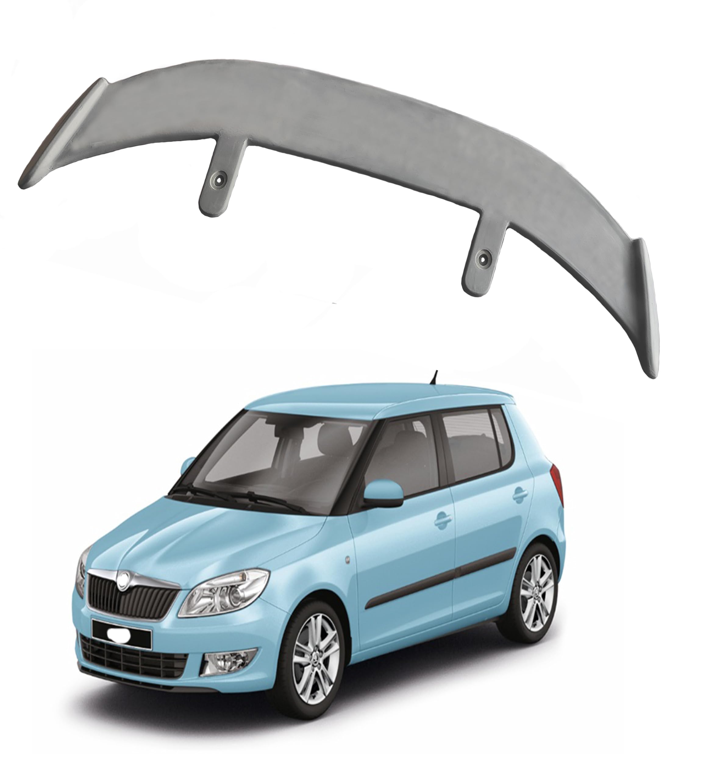 GT Type Sportz Spoiler Semi-Finished (Unpainted Grey) Car Spoiler Fiber Reinforced Plastic (FRP) Compatible with Fabia