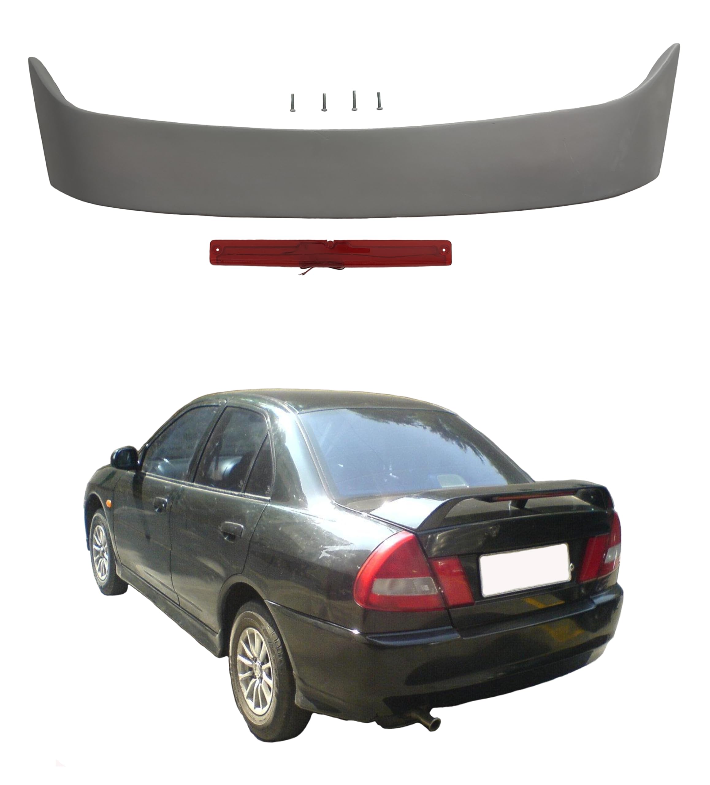 Car Spoiler Semi-Finished (Unpainted Grey) Car Spoiler Fiber Reinforced Plastic (FRP) Compatible with Lancer Cars