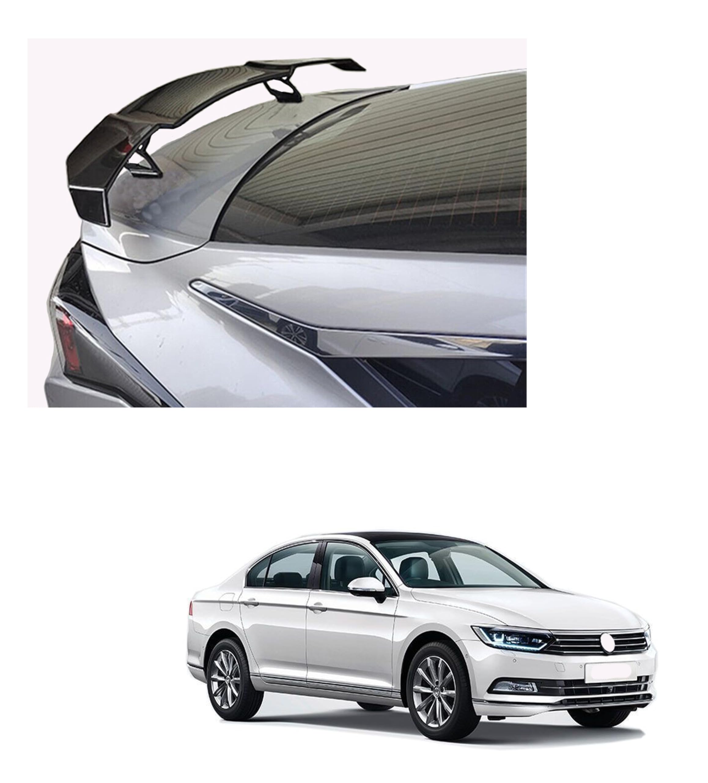 GT Type Sportz Spoiler Semi-Finished (Unpainted Grey) Car Spoiler Fiber Reinforced Plastic (FRP) Compatible with Passat Cars