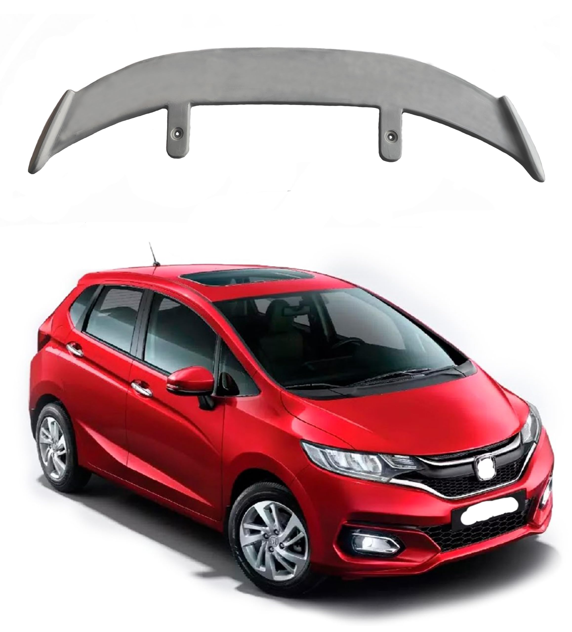 GT Type Sportz Spoiler Semi-Finished (Unpainted Grey) Car Spoiler Fiber Reinforced Plastic (FRP) Compatible with Jazz