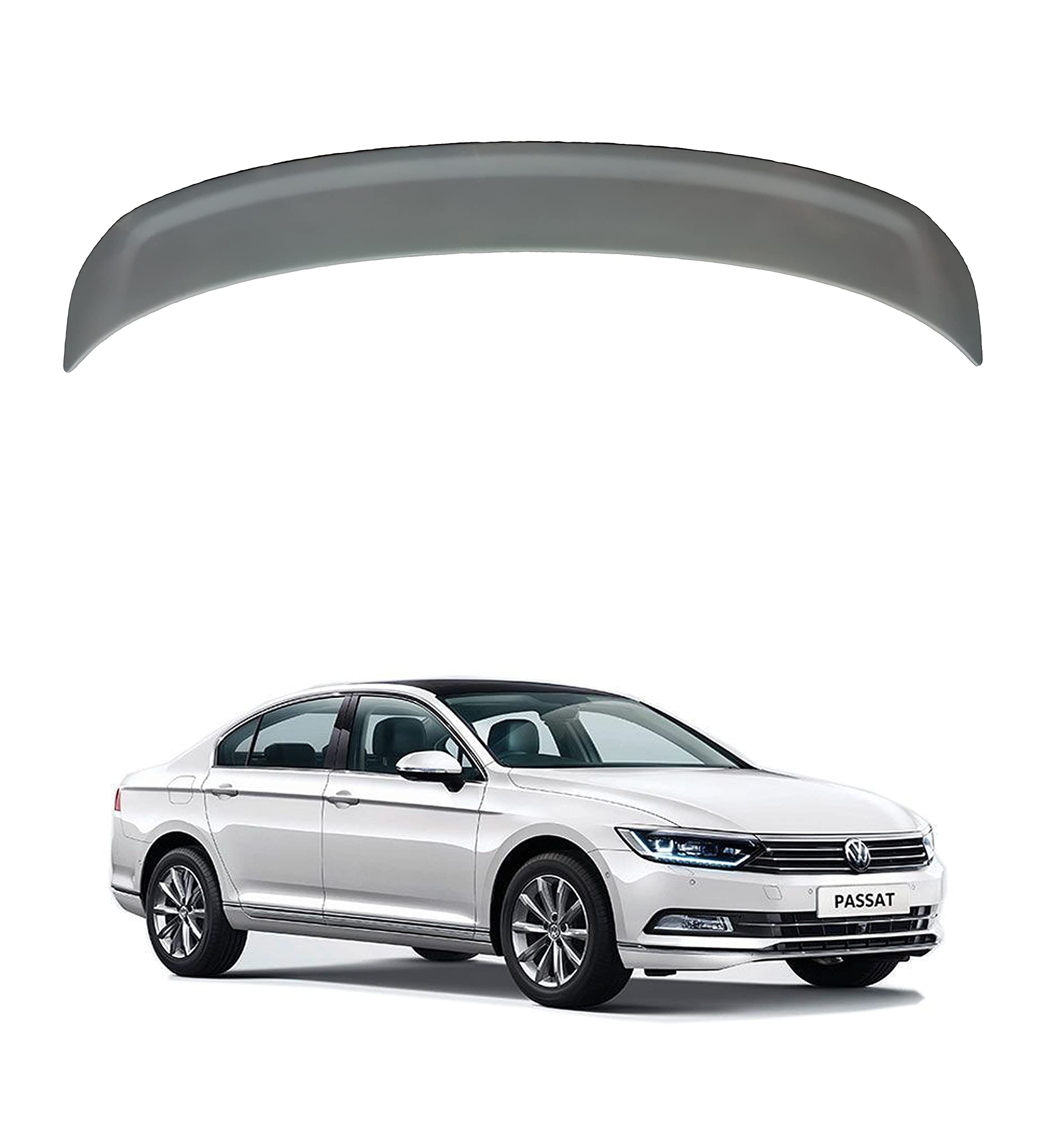 Car Spoiler Compatible with Volkswagen Passat (Unpainted - Ps Grey Color) Car Spoiler with Light Weight Fiber Reinforced Plastic (FRP) Drilling Required.