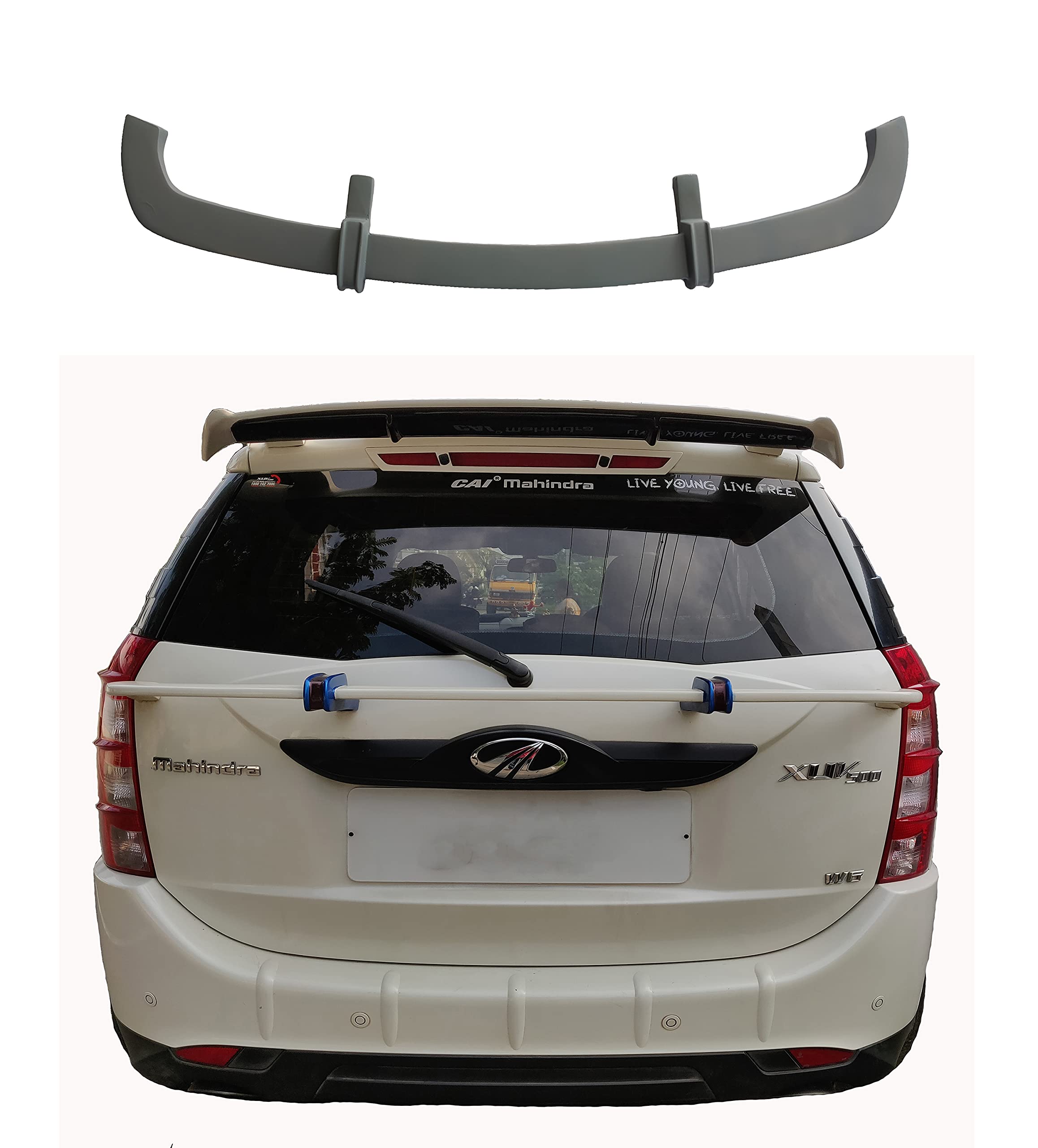 Car Spoiler with Light Weight Car Trunk Rear Spoiler Compatible with Mahindra Xuv 500. Semi-Finished Car Spoiler Xuv 500 (Unpainted Grey)