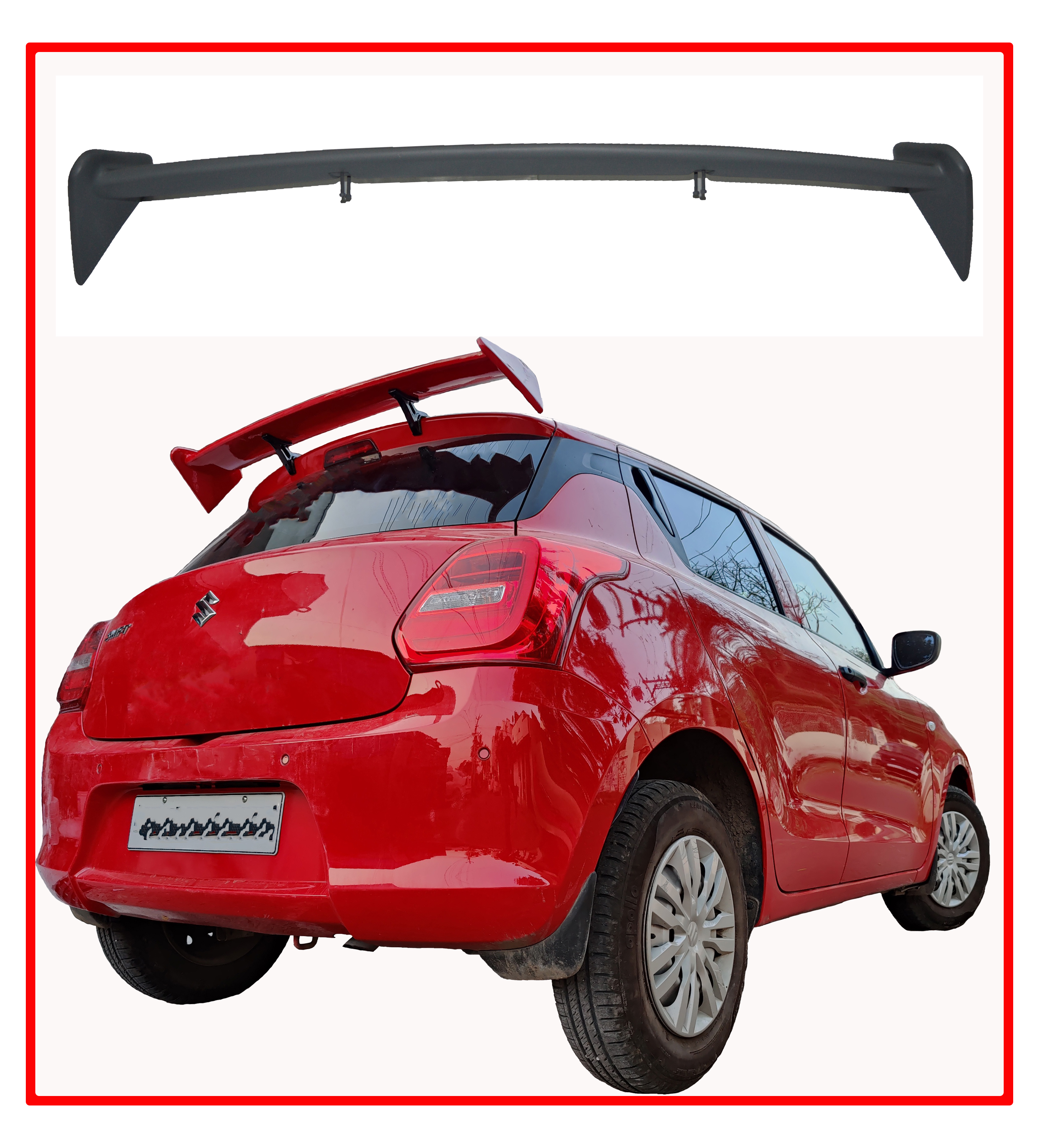 GT Racing Type Rear Wing Spoiler Compatible with Swift. (Unpainted Grey) FRP