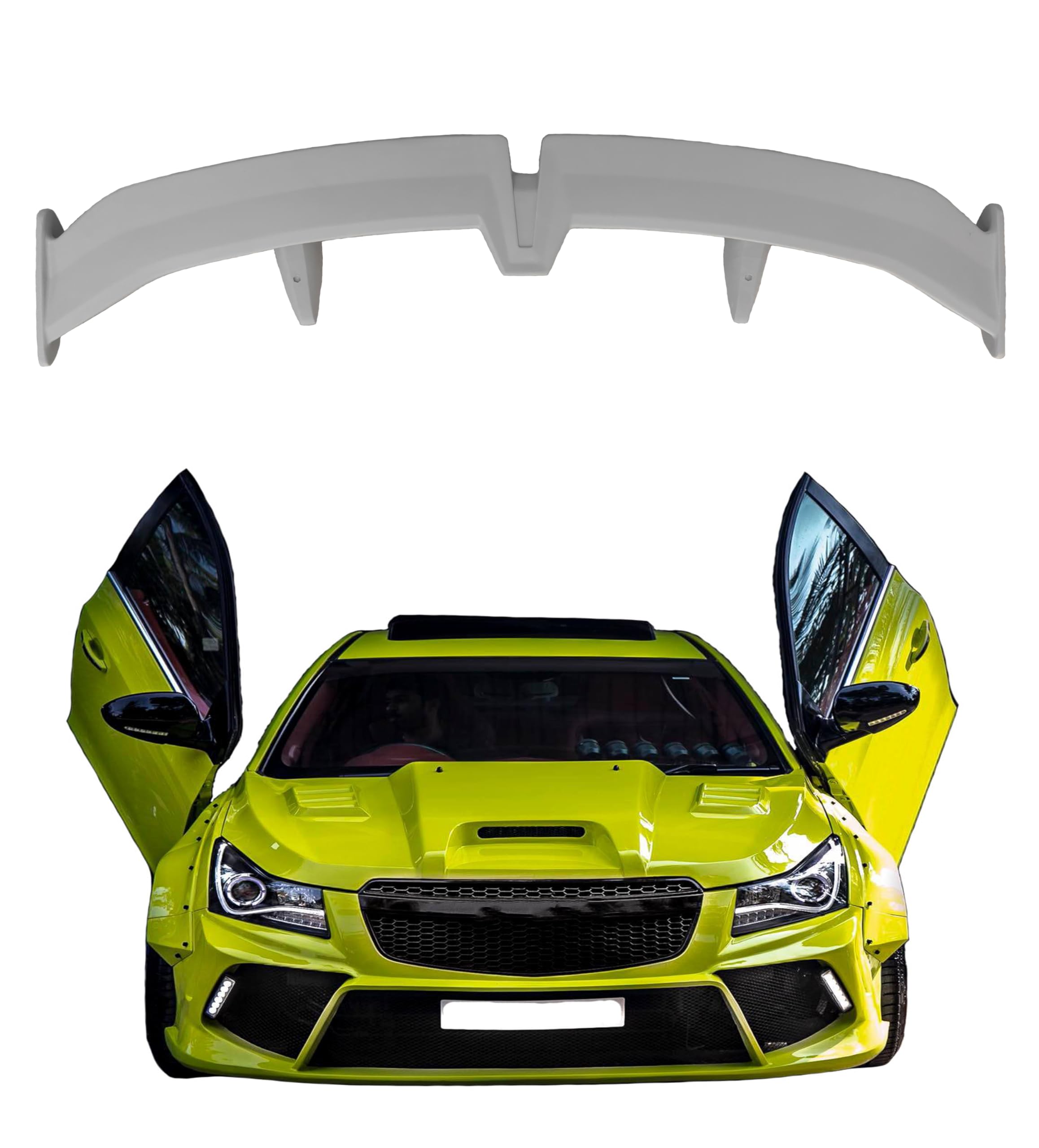 Car Spoiler Compatible for Cruze Semi-Finished - Unpainted (FRP) Spoiler for Cruze