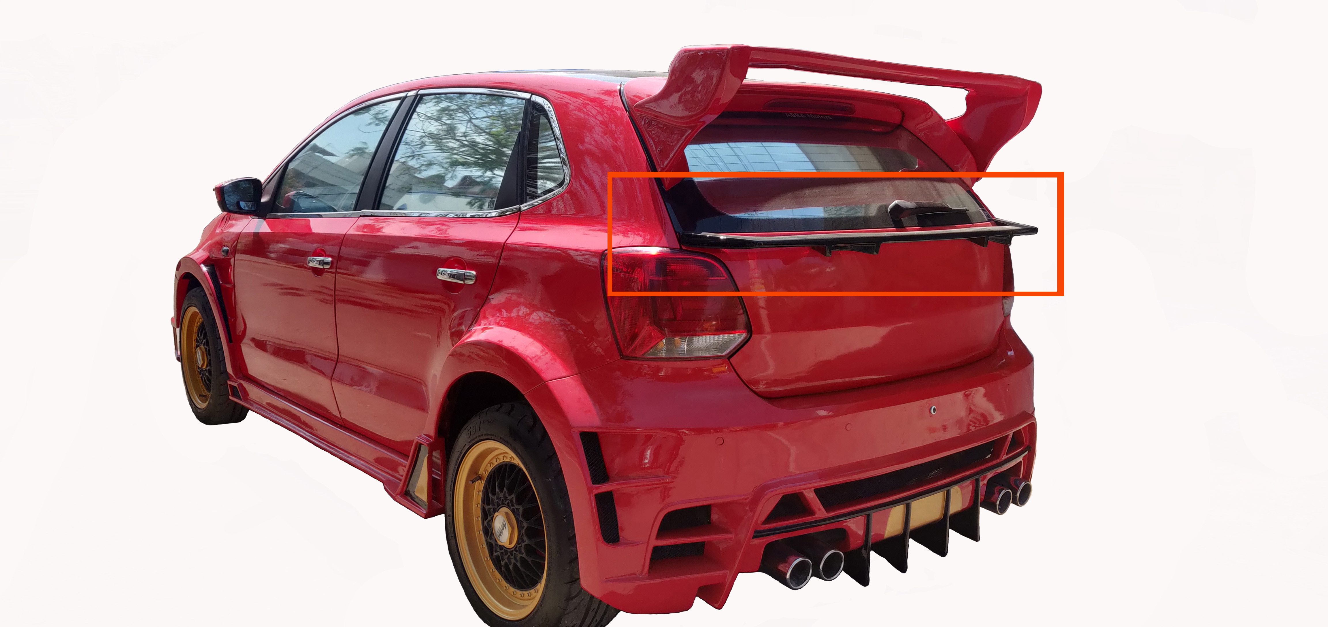 Car Spoiler| Compatible to |Polo|Semi-Finished (Unpainted) Fiber Reinforced Plastic (FRP)