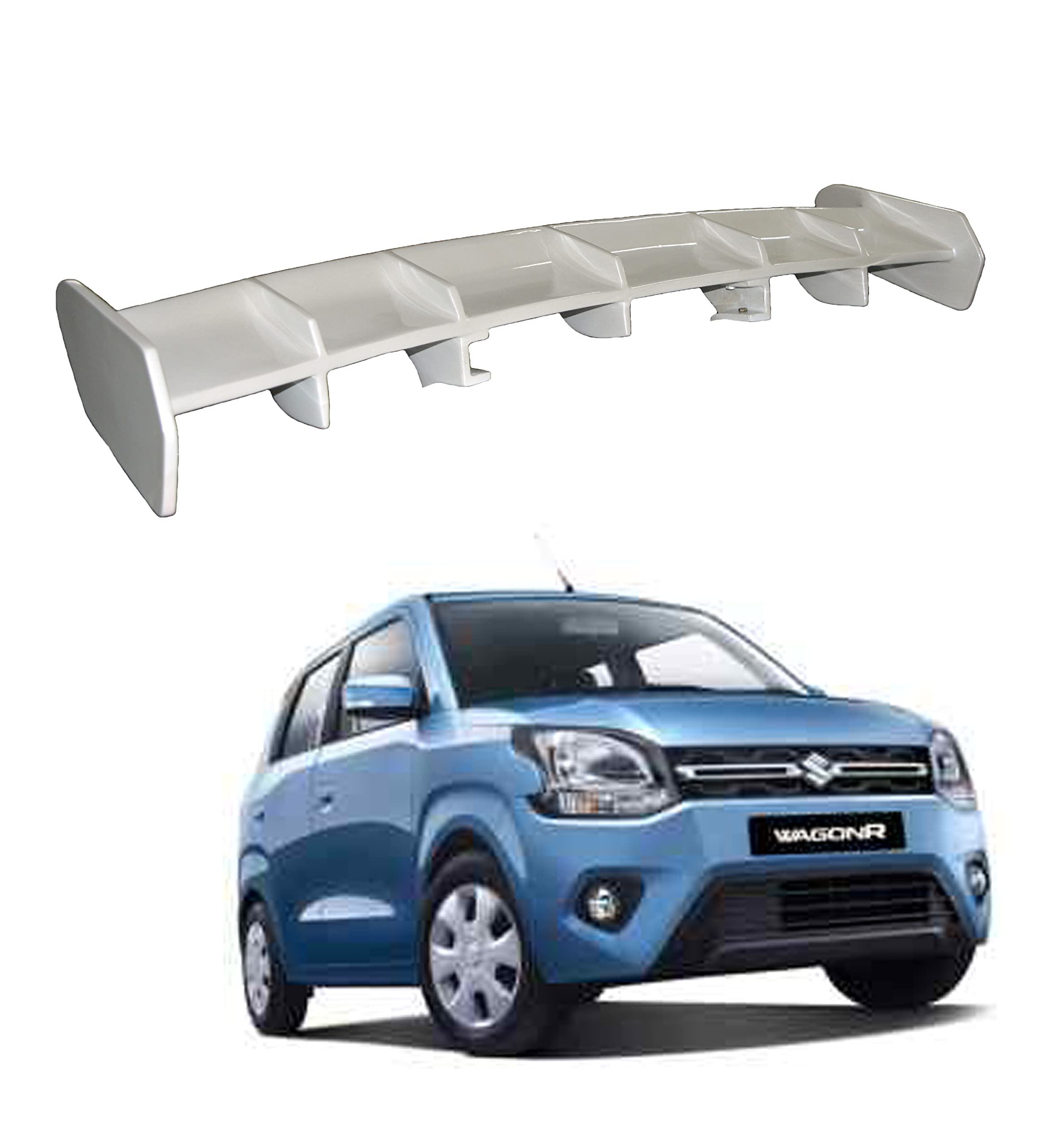 Car Spoiler Compatible with Maruti WagonR (Unpainted - Ps Grey Color) Car Spoiler with Light Weight Fiber Reinforced Plastic (FRP) Drilling Required.