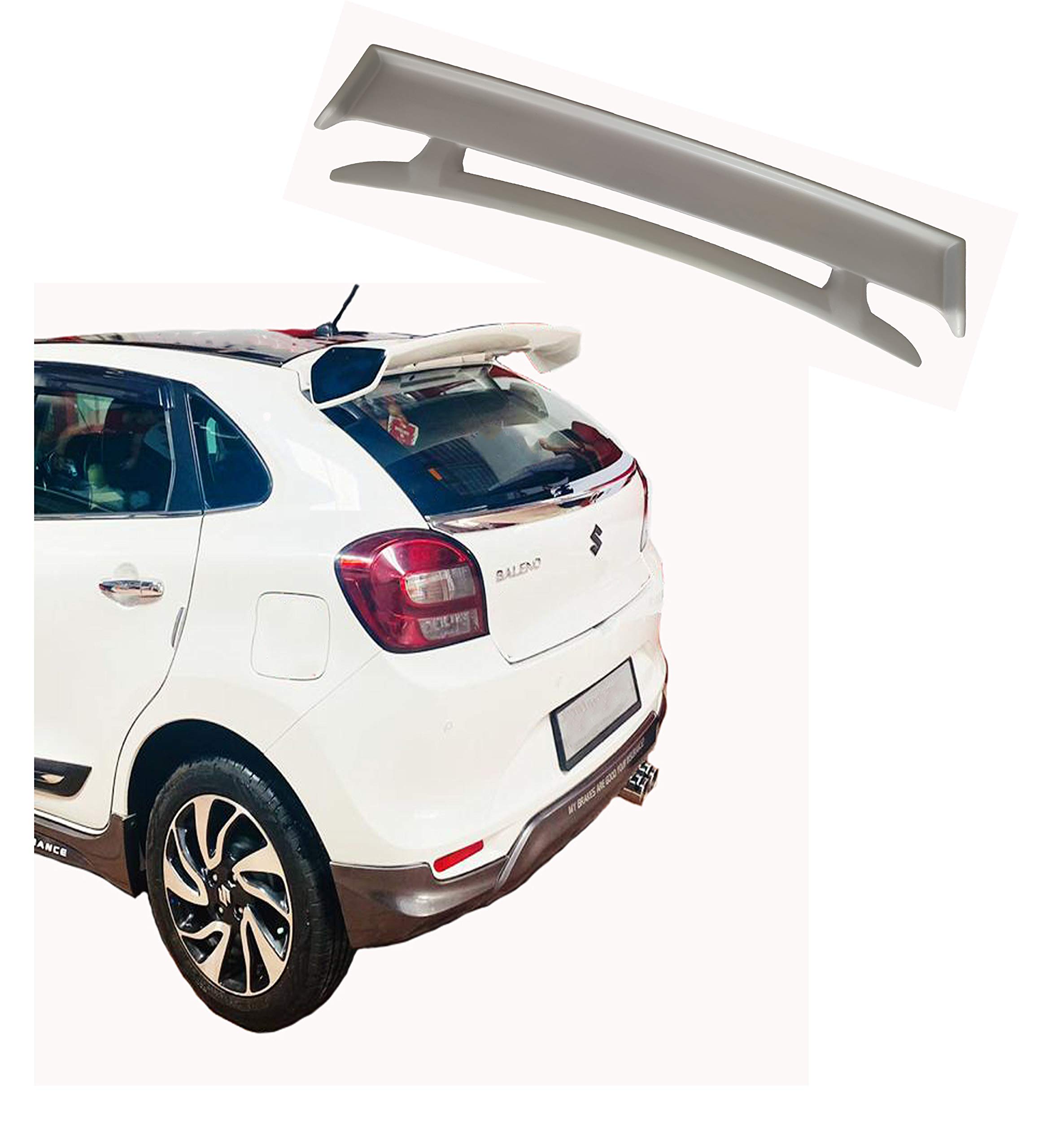 Car Spoiler Light Weight Monster Spoiler Compatible with Baleno. Semi-Finished Car Spoiler Baleno 2020 (Unpainted Grey)