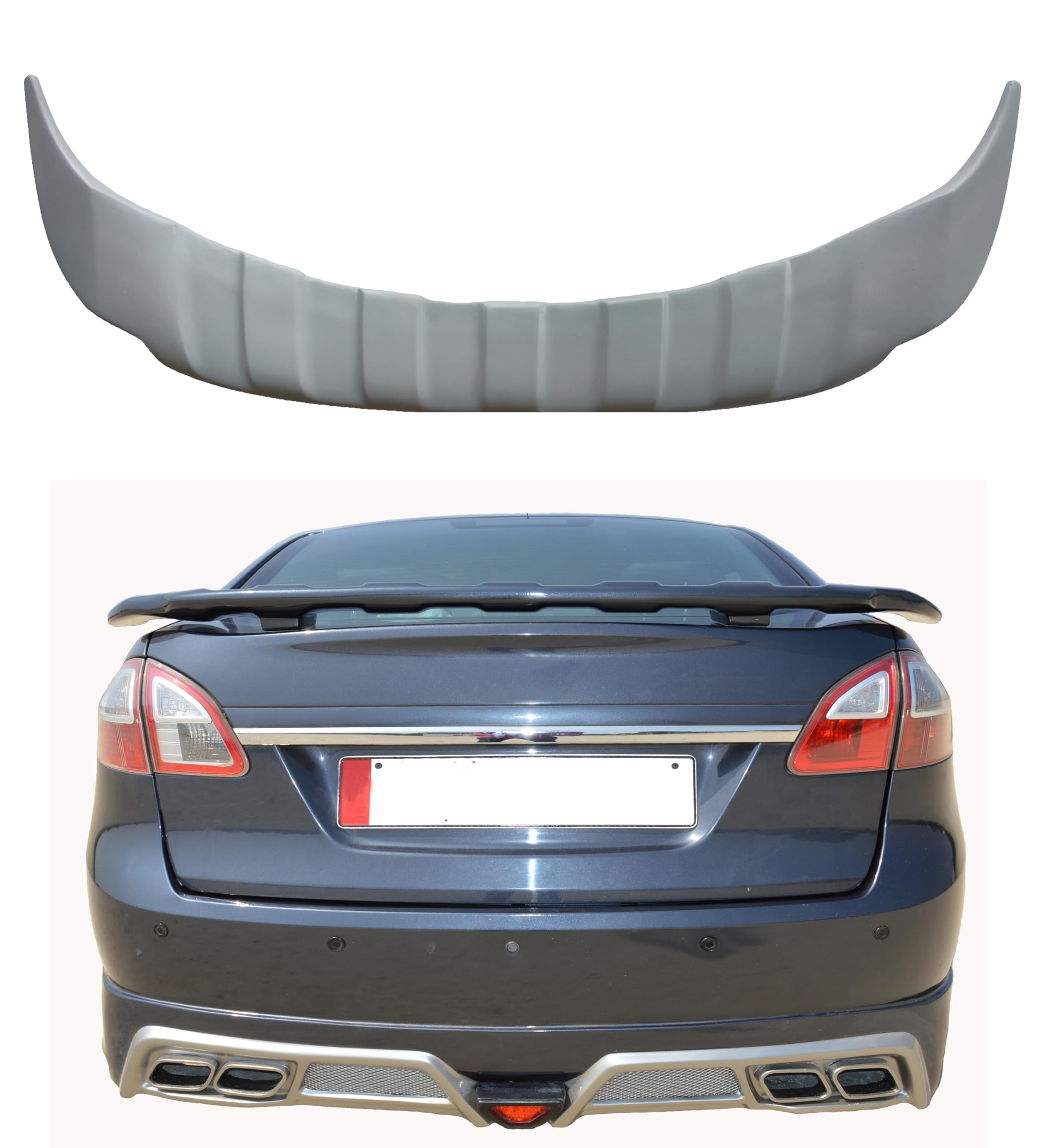 Semi-Finished Car Spoiler for All New Fiesta (Unpainted Grey) Car Spoiler with Light Weight Fiber Reinforced Plastic (FRP)