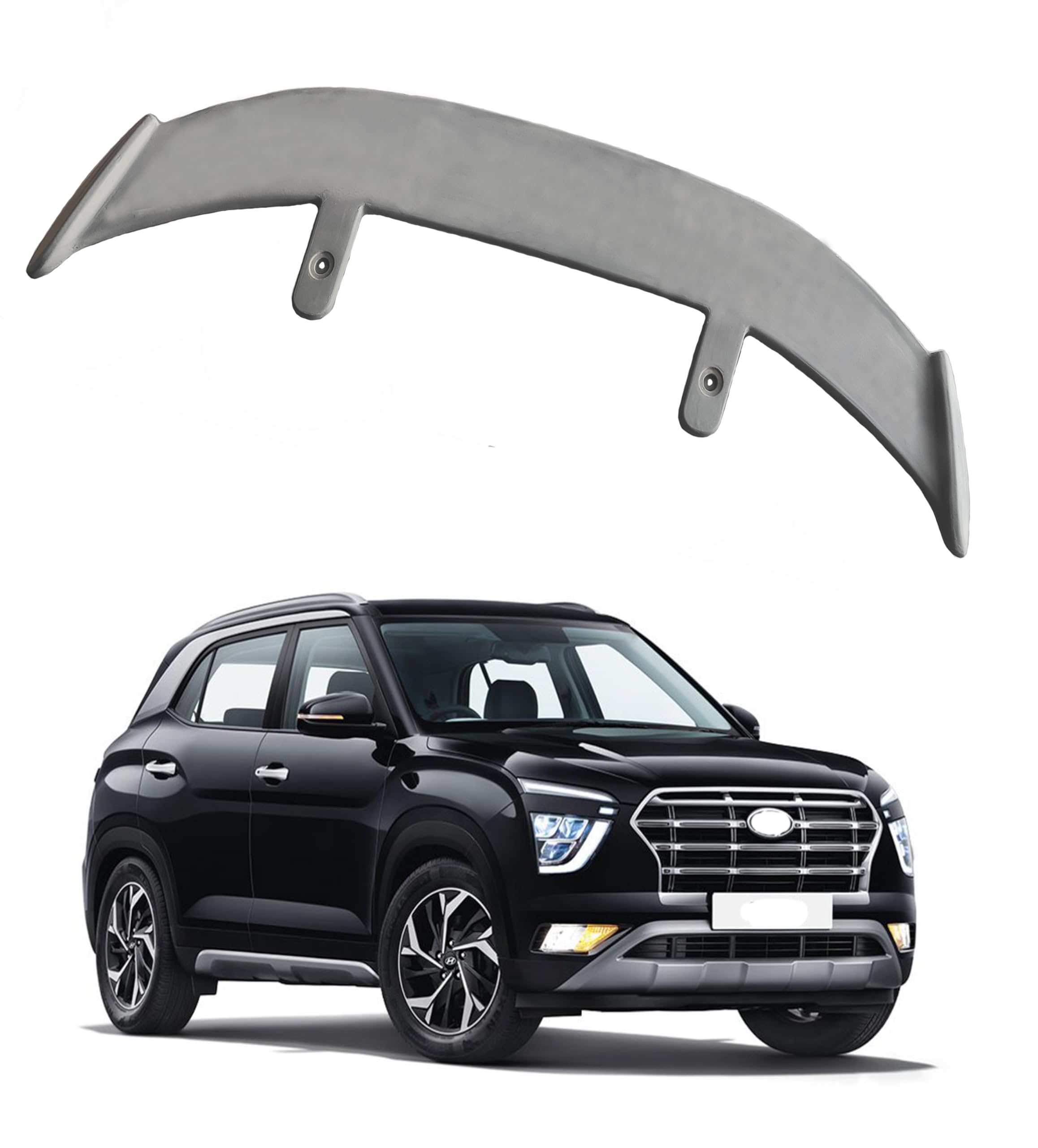 GT Type Sportz Spoiler Semi-Finished (Unpainted Grey) Car Spoiler Fiber Reinforced Plastic (FRP) Compatible with Creta