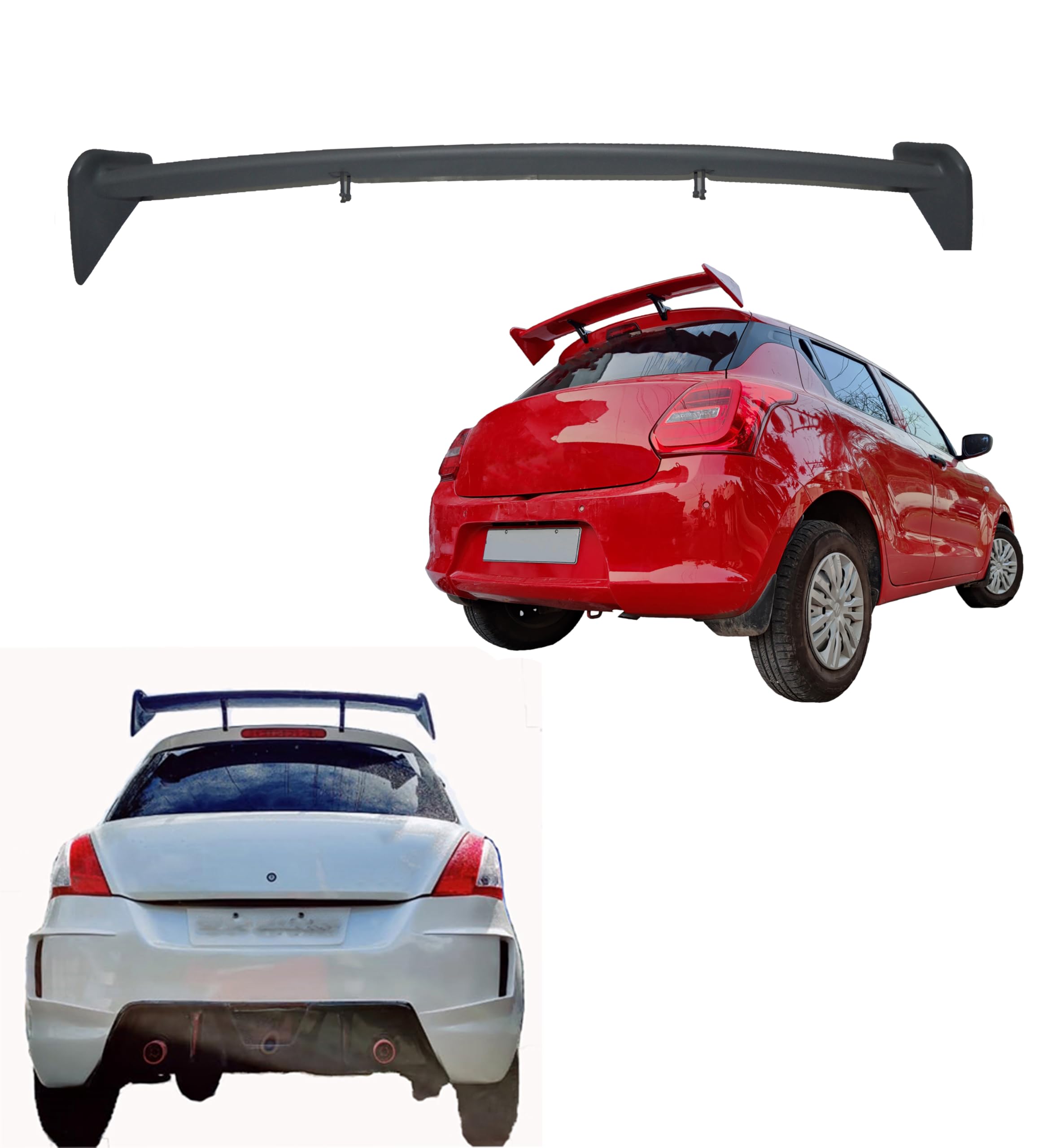 Car Spoiler Compatible to Swift Semi-Finished (Unpainted) Fiber Reinforced Plastic (FRP)