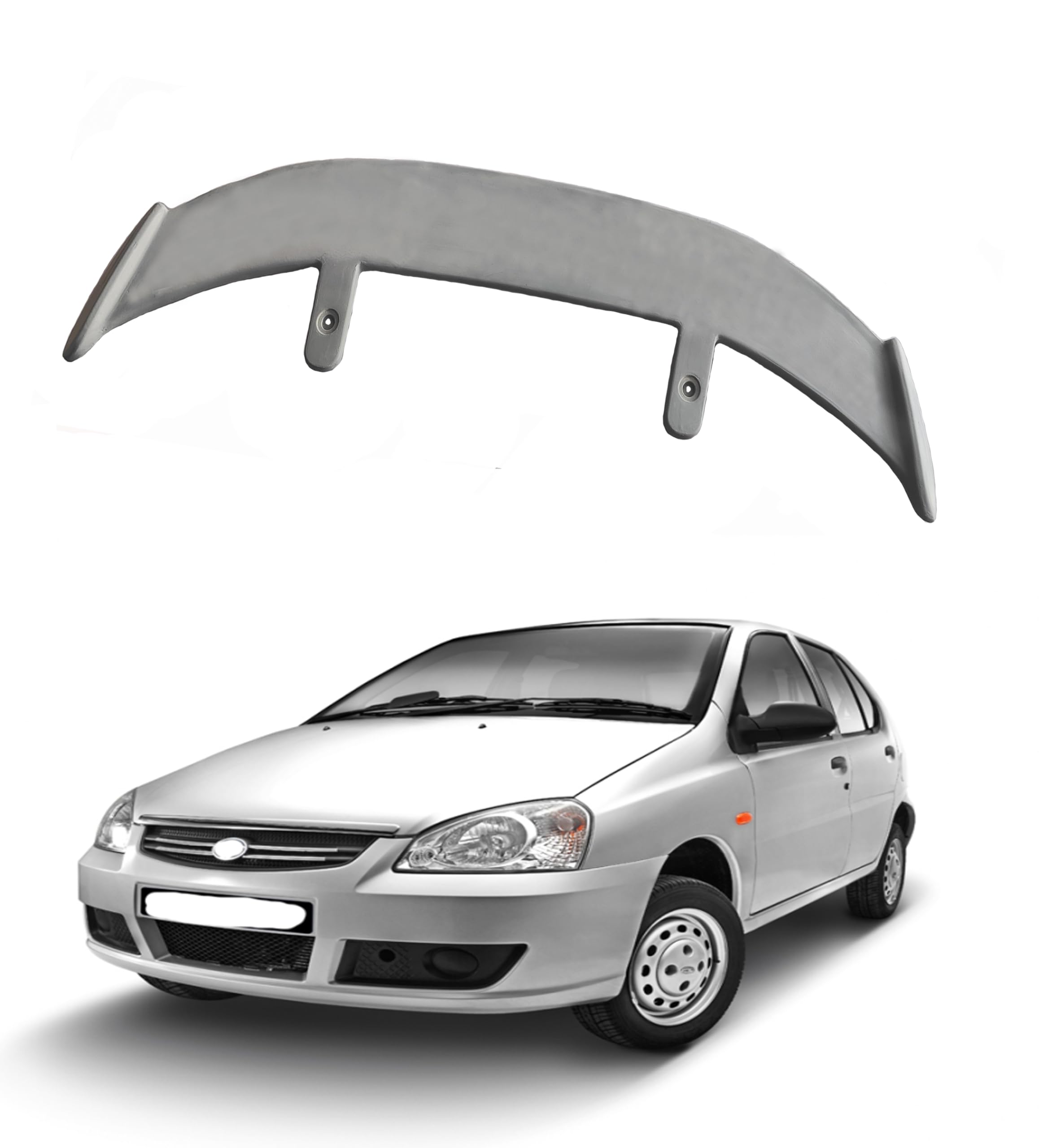 GT Type Sportz Spoiler Semi-Finished (Unpainted Grey) Car Spoiler Fiber Reinforced Plastic (FRP) Compatible with Indica
