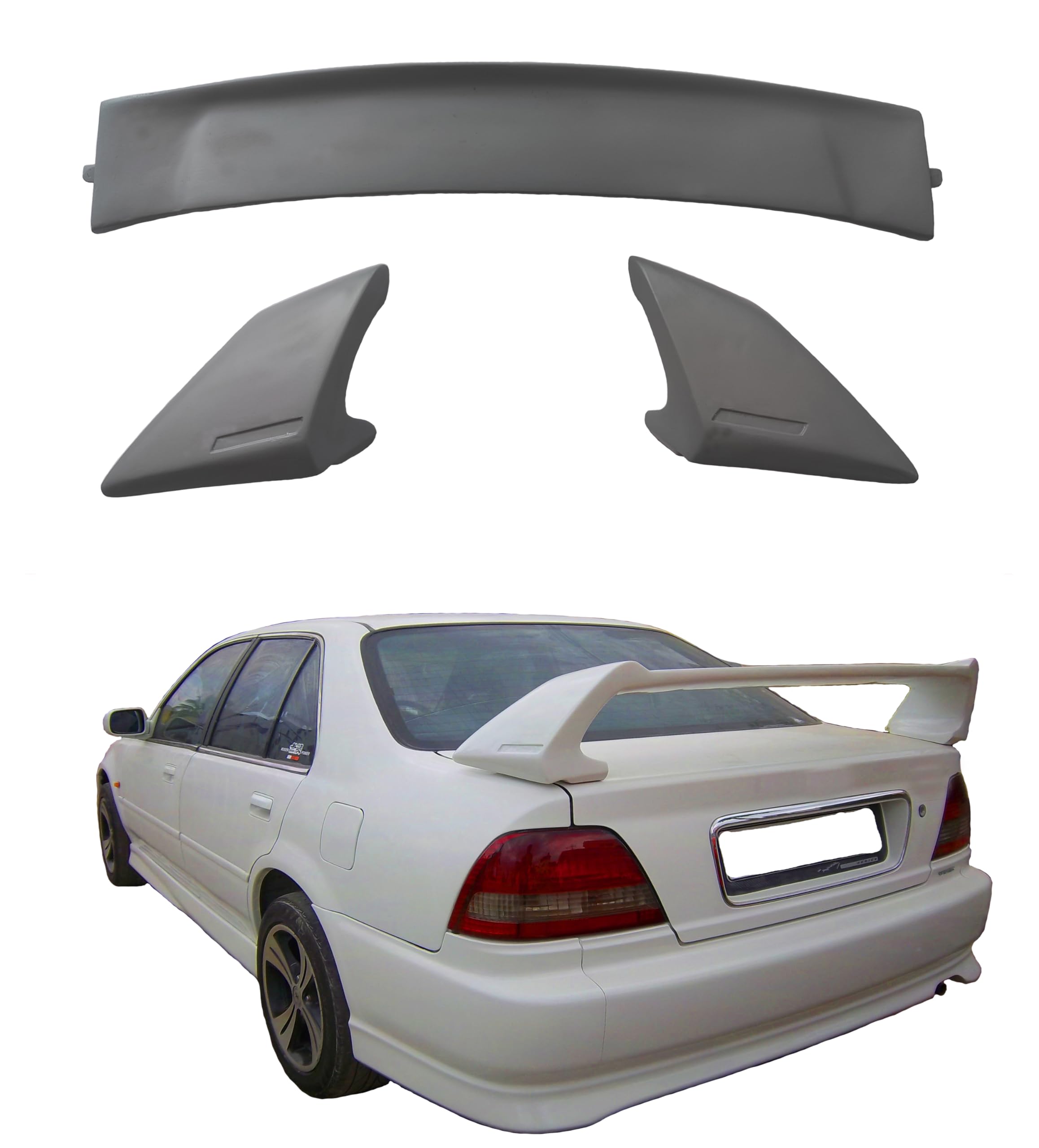 Car Spoiler Compatible with Honda City 2000 Model (Unpainted - Ps Grey Color) Car Spoiler with Light Weight Fiber Reinforced Plastic (FRP) - Drilling Required.