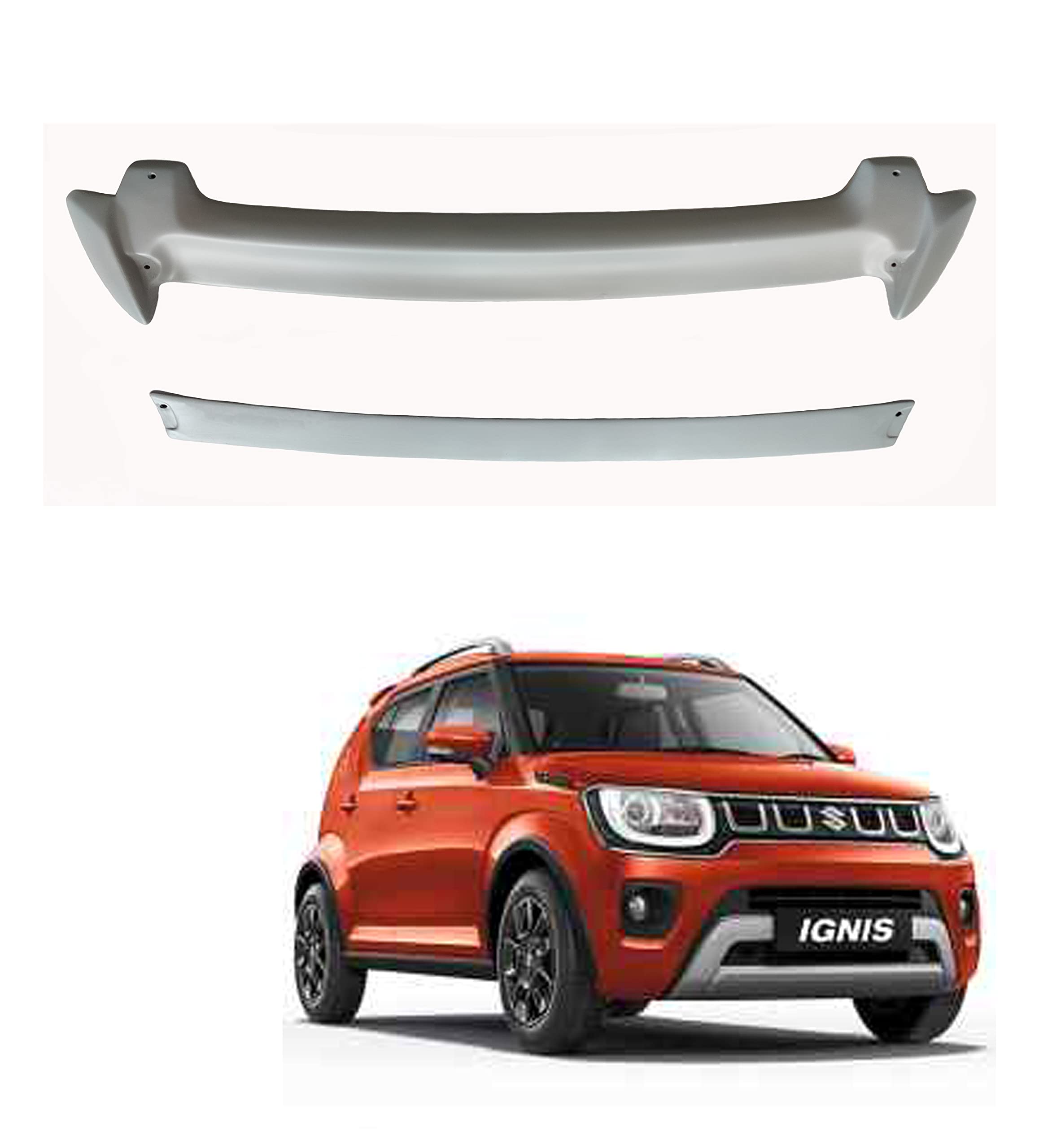Car Spoiler Compatible with Maruthi Ignis(Unpainted - Ps Grey Color) Car Spoiler with Light Weight Fiber Reinforced Plastic (FRP) - Drilling Required.