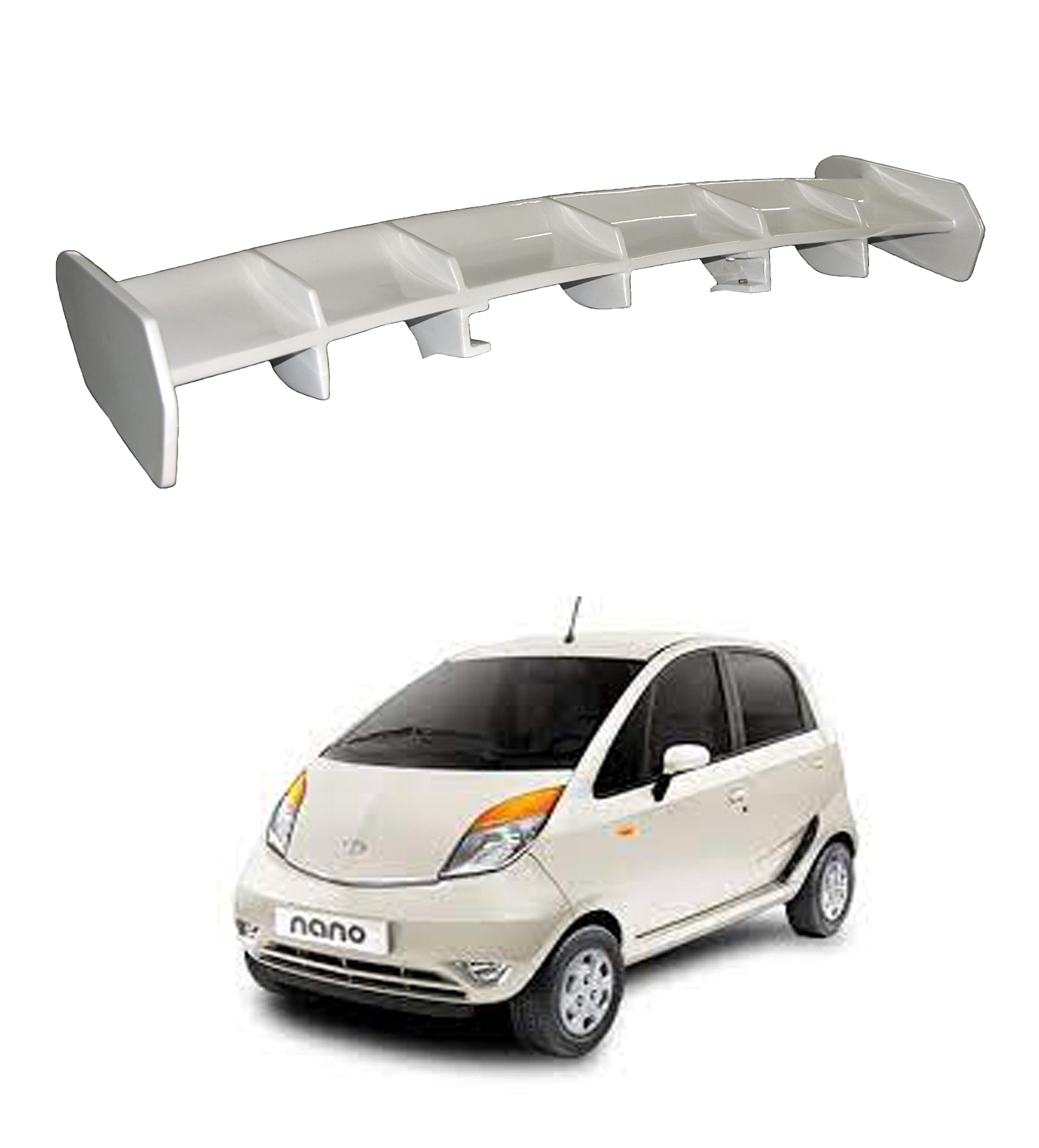 Car Spoiler Compatible with Tata Nano (Unpainted - Ps Grey Color) Car Spoiler with Light Weight Fiber Reinforced Plastic (FRP) Drilling Required.