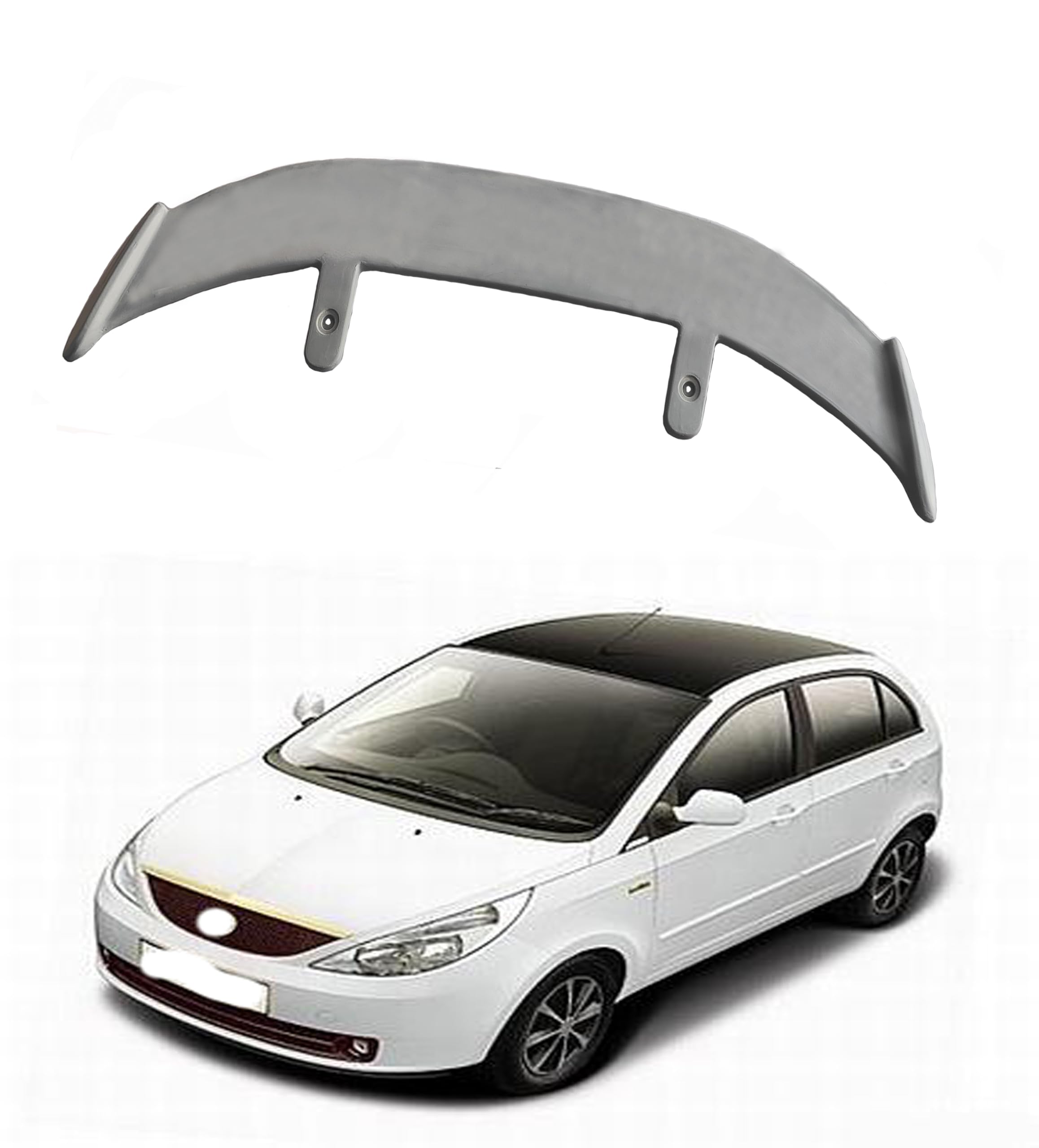 GT Type Sportz Spoiler Semi-Finished (Unpainted Grey) Car Spoiler Fiber Reinforced Plastic (FRP) Compatible with Vista