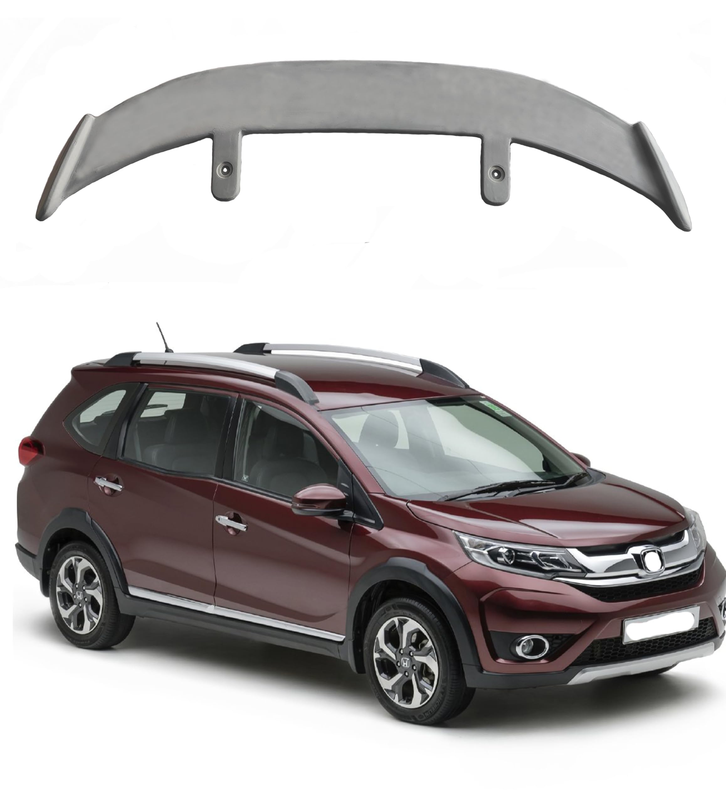 GT Type Sportz Spoiler Semi-Finished (Unpainted Grey) Car Spoiler Fiber Reinforced Plastic (FRP) Compatible with BRV