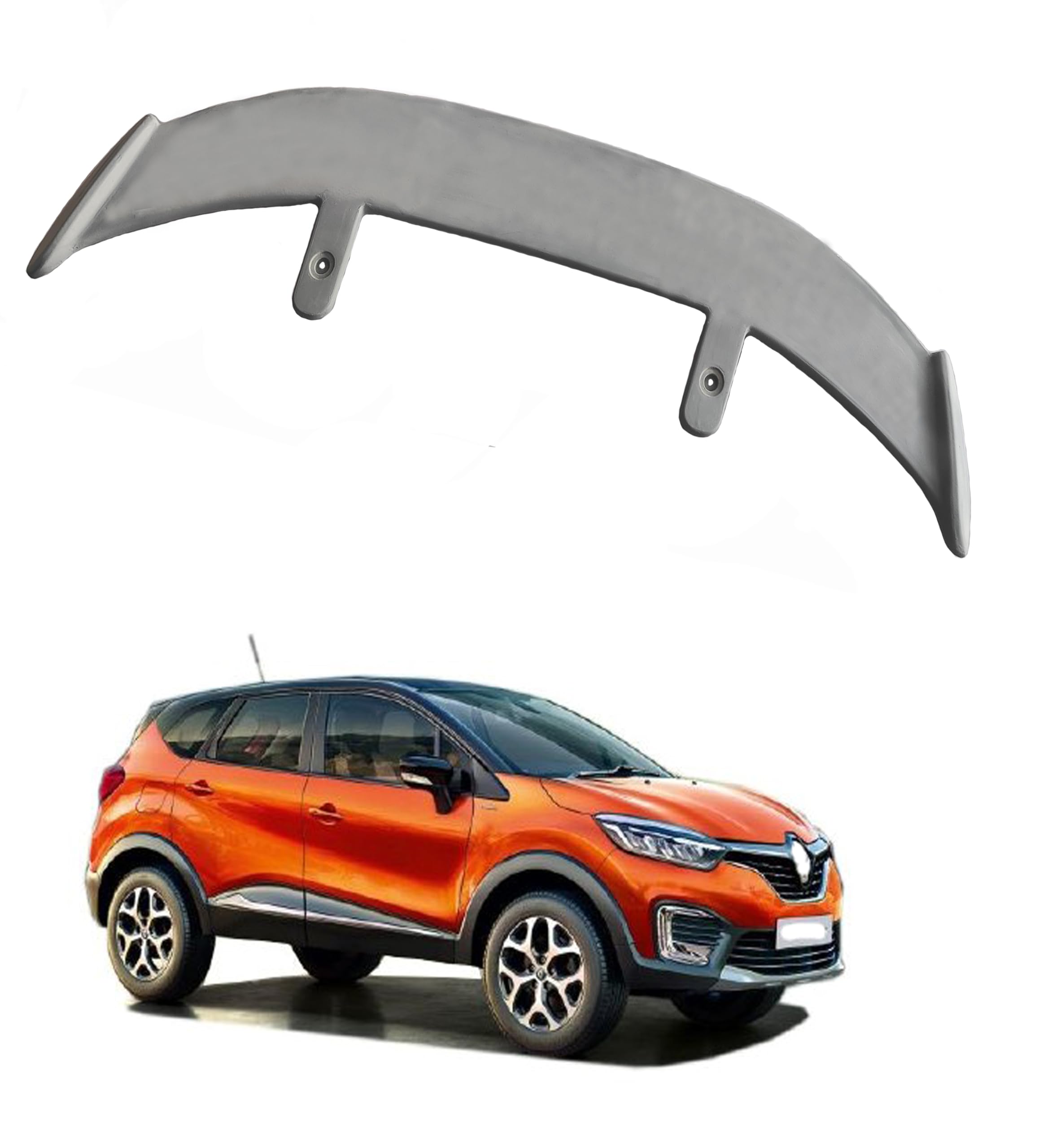 GT Type Sportz Spoiler Semi-Finished (Unpainted Grey) Car Spoiler Fiber Reinforced Plastic (FRP) Compatible with captur