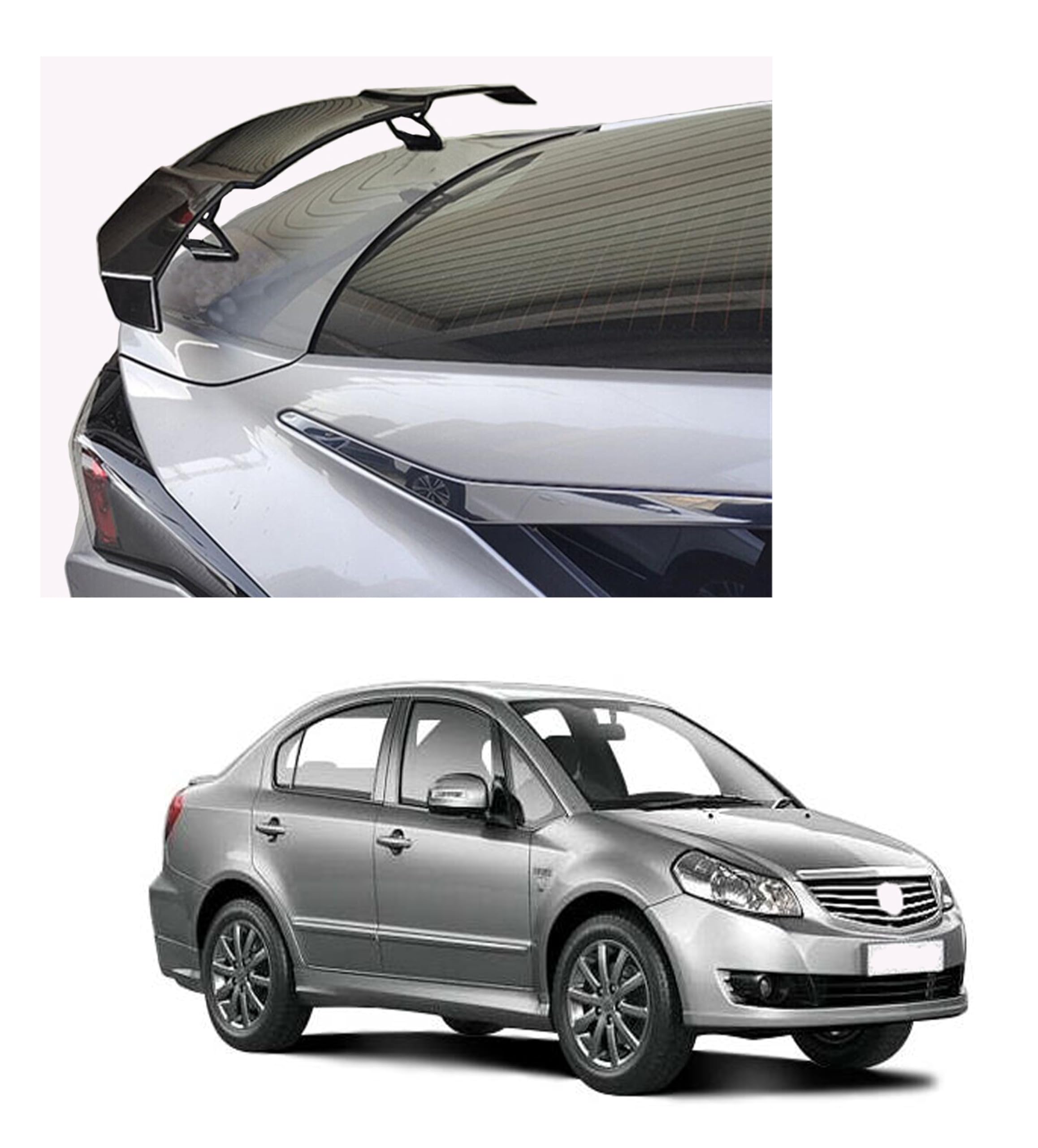 GT Type Sportz Spoiler Semi-Finished (Unpainted Grey) Car Spoiler Fiber Reinforced Plastic (FRP) Compatible with Sx4 Cars