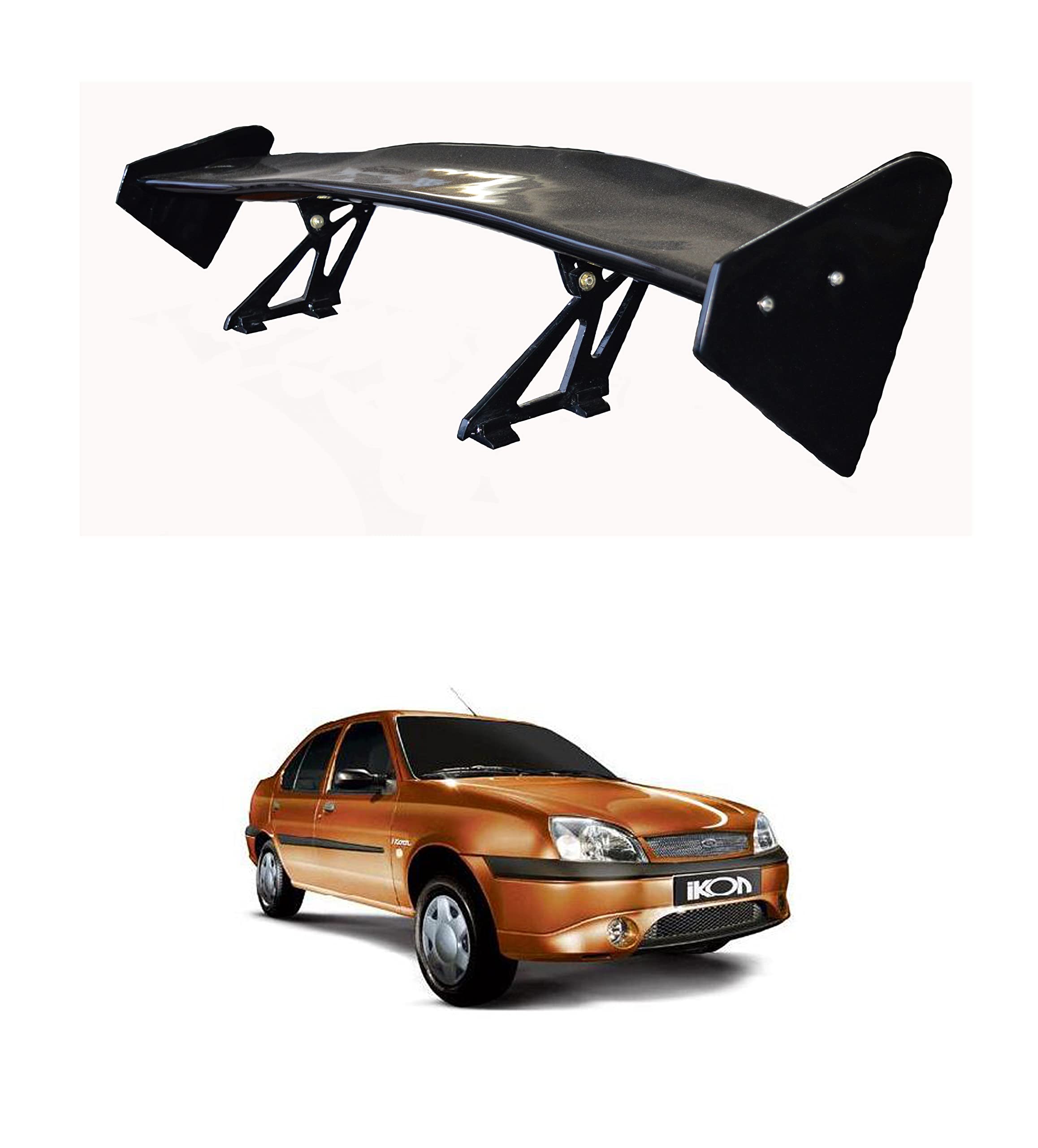 Car Spoiler Compatible with Ford Ikon (Unpainted - Ps Grey Color) Car Spoiler with Light Weight Fiber Reinforced Plastic (FRP) Drilling Required.