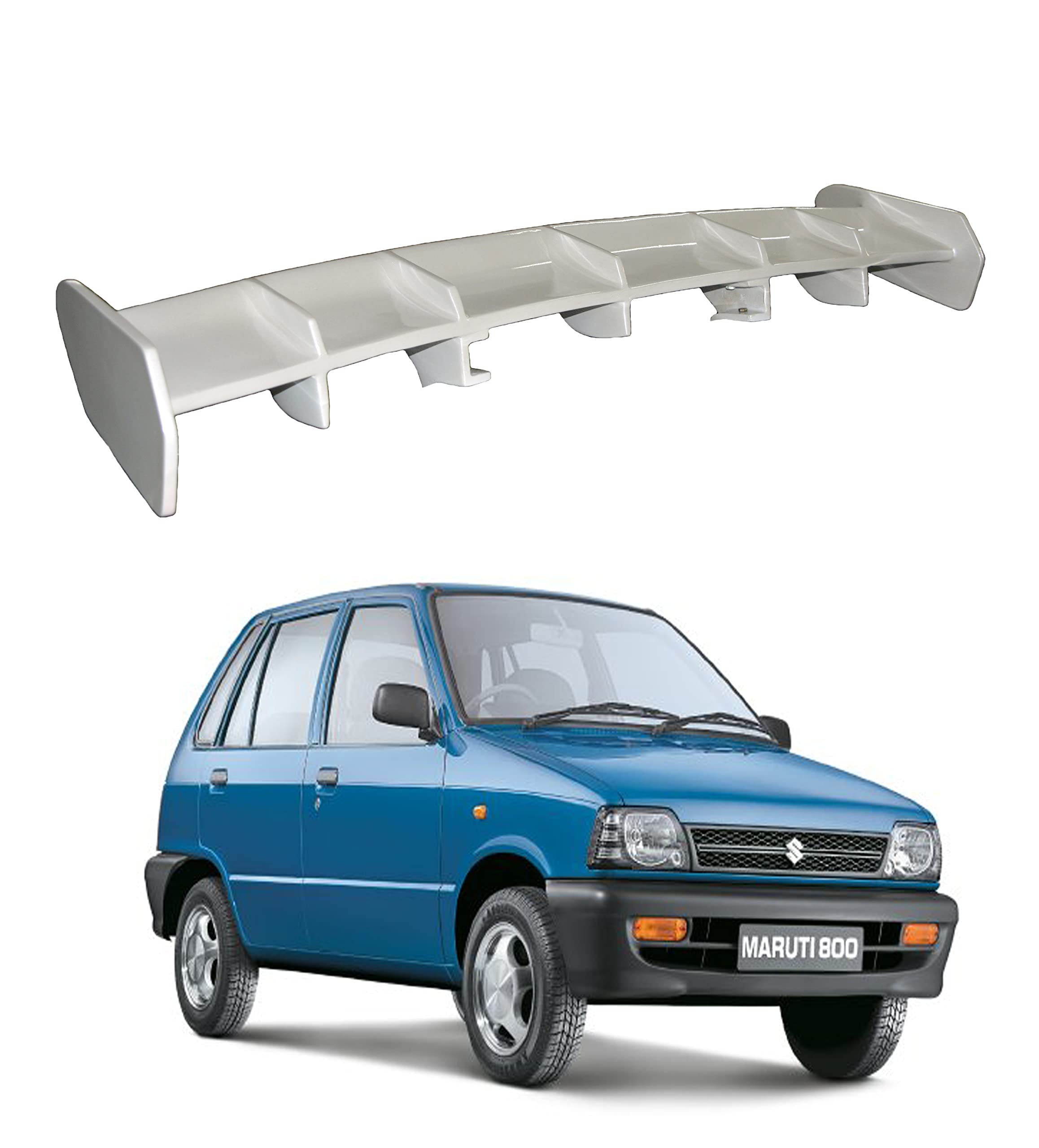 Car Spoiler Compatible with Maruthi 800 (Unpainted - Ps Grey Color) Car Spoiler with Light Weight Fiber Reinforced Plastic (FRP) Drilling Required.