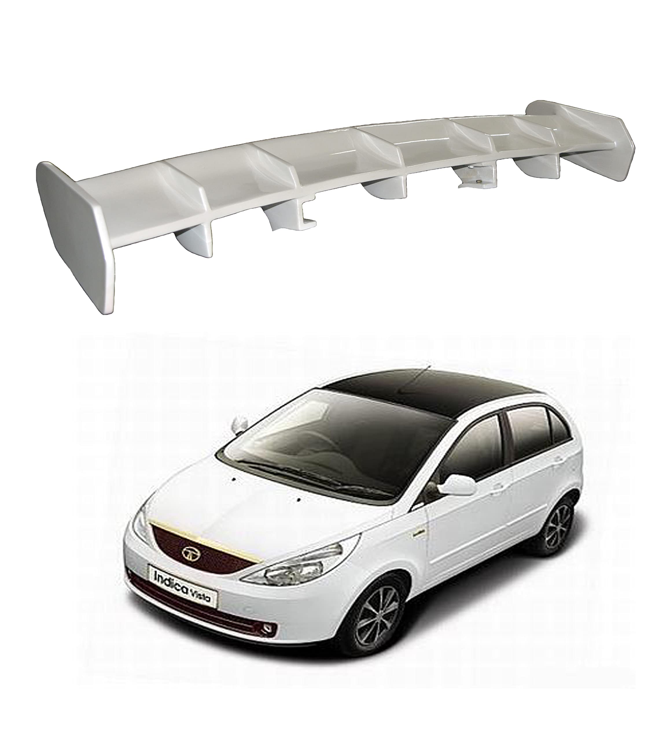 Car Spoiler Compatible with Tata Vista (Unpainted - Ps Grey Color) Car Spoiler with Light Weight Fiber Reinforced Plastic (FRP) Drilling Required.