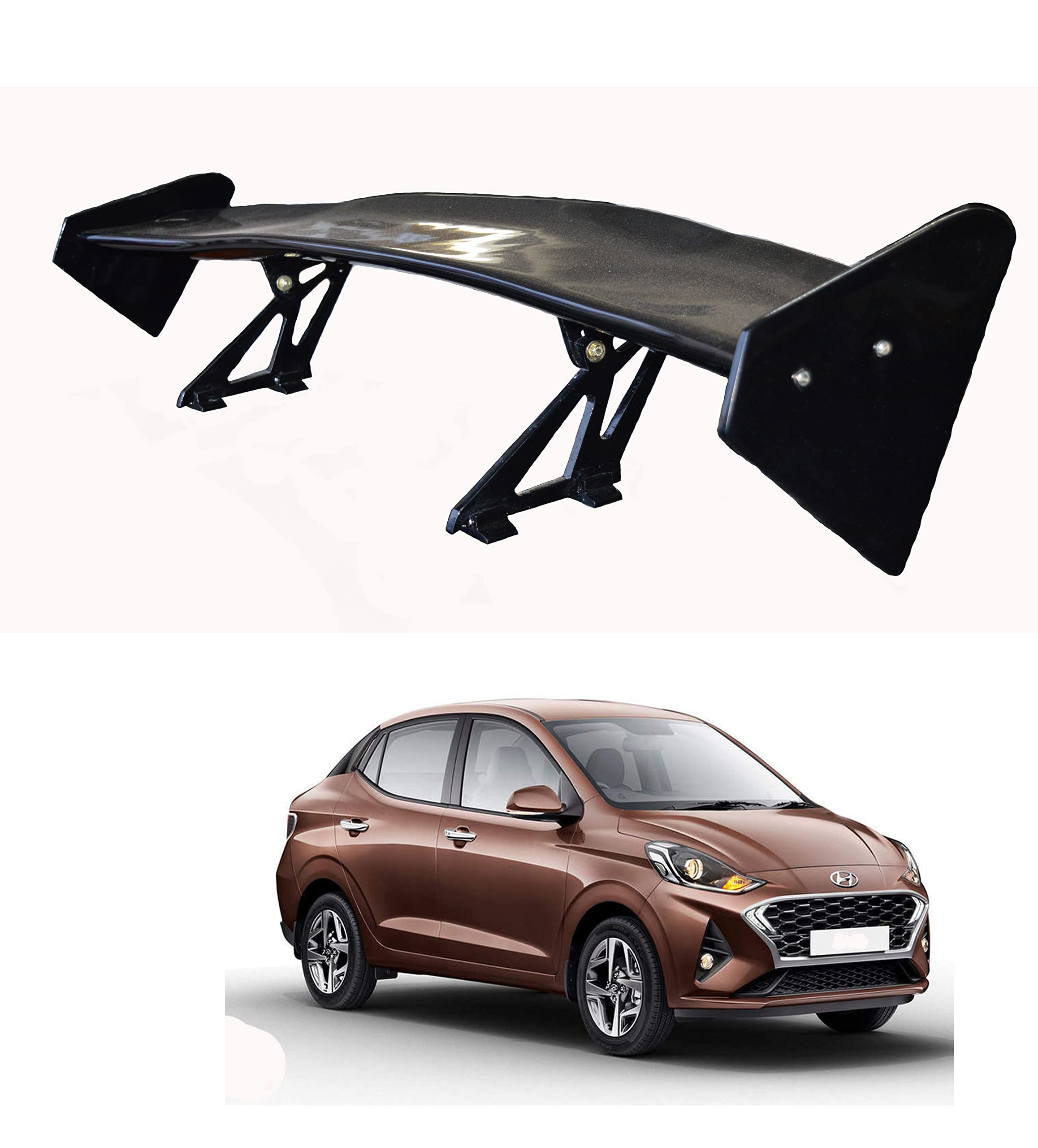 Car Spoiler Compatible with Hyundai Aura (Unpainted - Ps Grey Color) Car Spoiler with Light Weight Fiber Reinforced Plastic (FRP) Drilling Required.