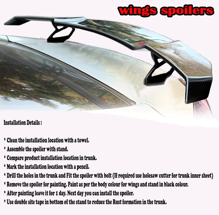 GT Type Sportz Spoiler Semi-Finished (Unpainted Grey) Car Spoiler Fiber Reinforced Plastic (FRP) Compatible with Passat Cars