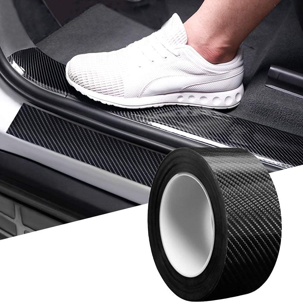 Sponsored Ad - Car Sticker Carbon Fiber Rubber Entry Guard Strip, Door Sill Protector, Bumper Guard Scuff Plate Anti-Scratch Step 5M Polyvinyl Chloride (5Cm X 5Meter) Black