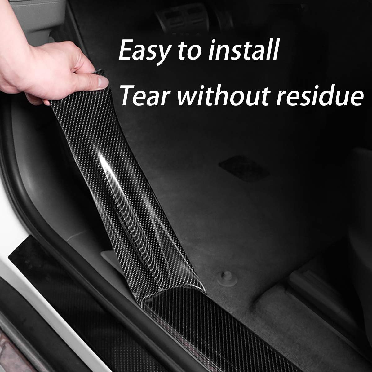 Sponsored Ad - Car Sticker Carbon Fiber Rubber Entry Guard Strip, Door Sill Protector, Bumper Guard Scuff Plate Anti-Scratch Step 5M Polyvinyl Chloride (5Cm X 5Meter) Black