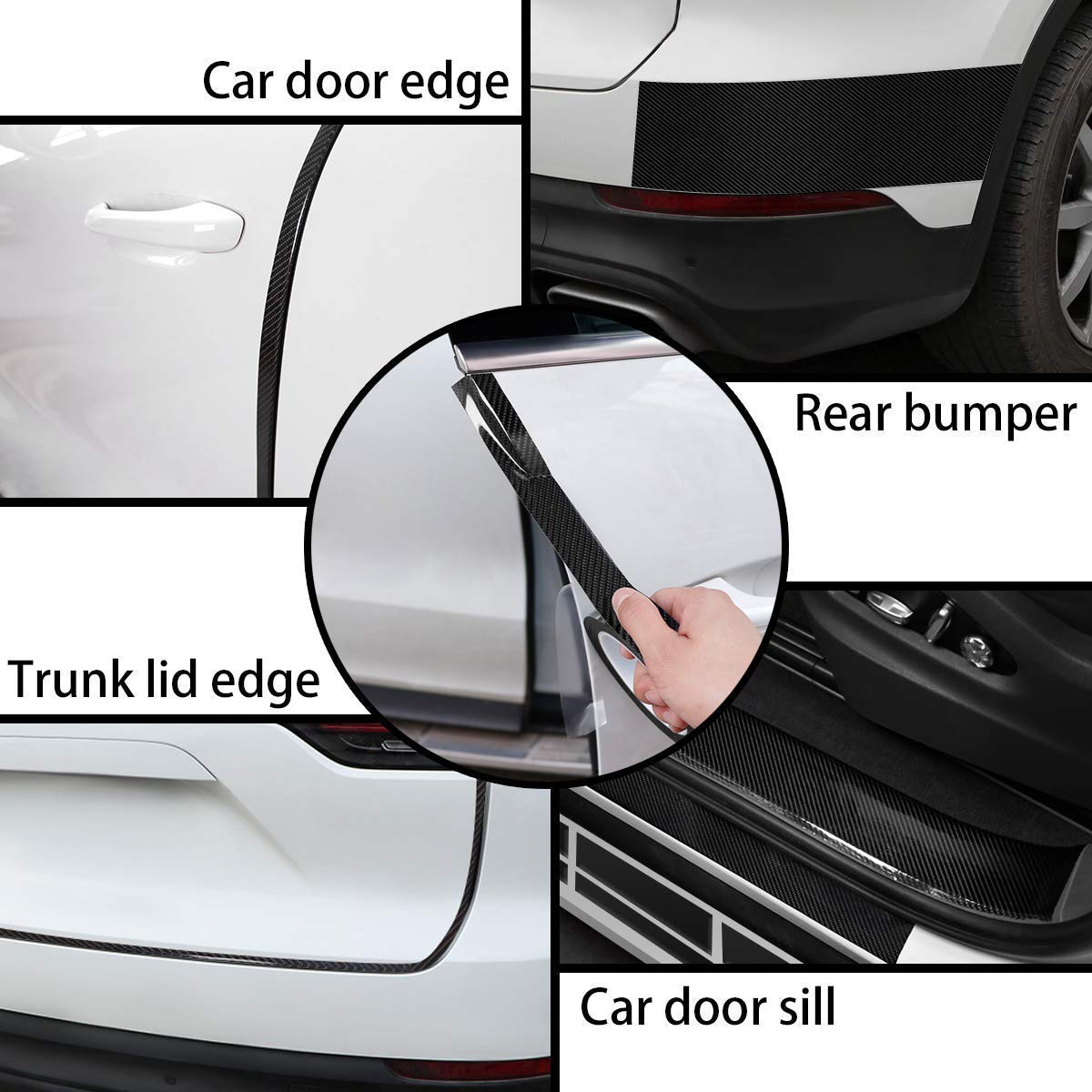 Sponsored Ad - Car Sticker Carbon Fiber Rubber Entry Guard Strip, Door Sill Protector, Bumper Guard Scuff Plate Anti-Scratch Step 5M Polyvinyl Chloride (5Cm X 5Meter) Black