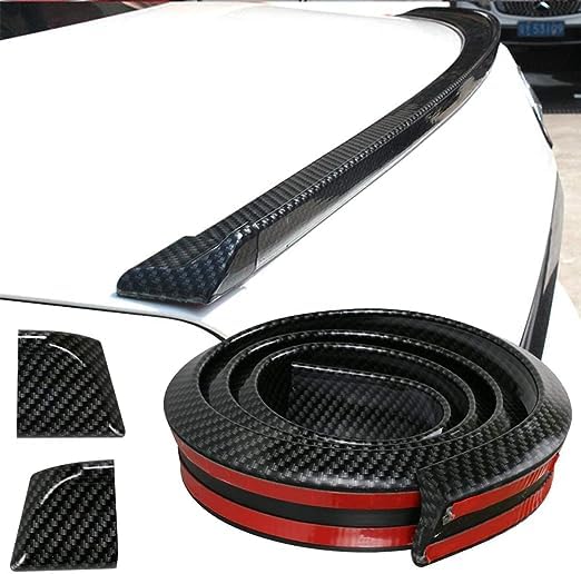 Sponsored Ad - Black Carbon Fiber Car Rear Spoiler Wing Lip Trunk Dicky Skirt Trimmable Universal for All Cars - 1.5 Meters x 35mm