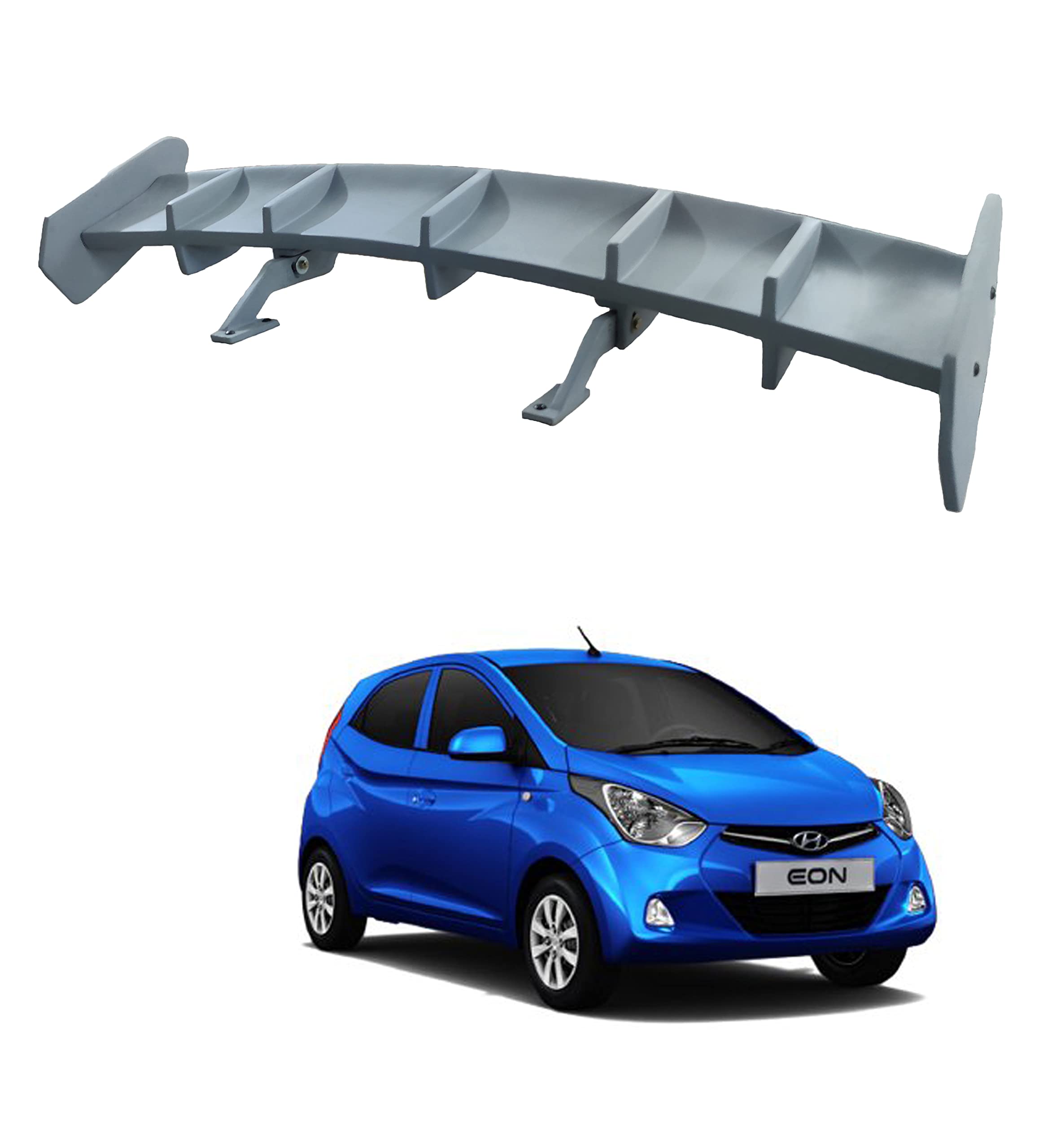 Car Spoiler Compatible with Hyundai Eon (Unpainted - Ps Grey Color) Car Spoiler with Light Weight Fiber Reinforced Plastic (FRP) Drilling Required.