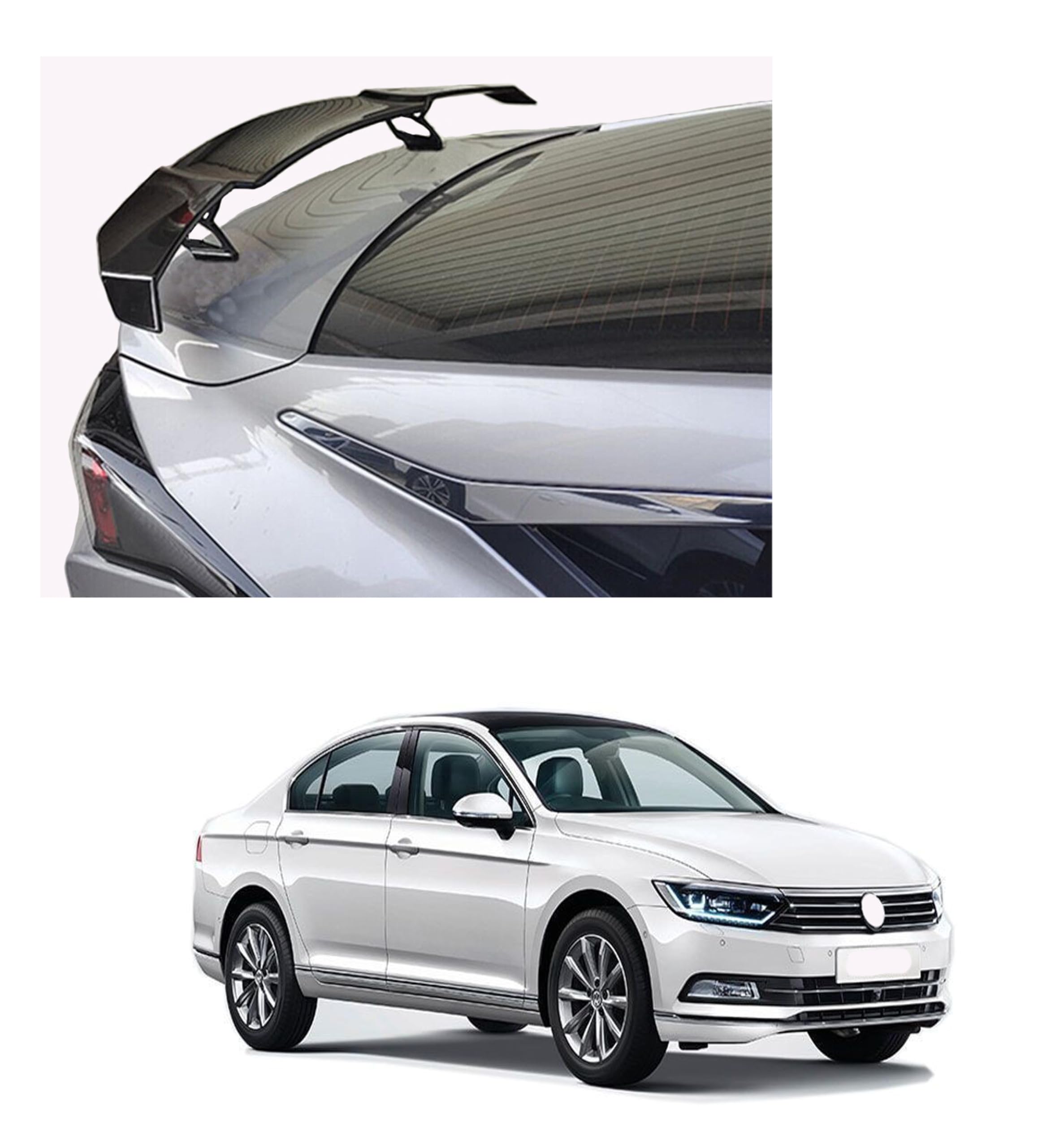 GT Type Sportz Spoiler Semi-Finished (Unpainted Grey) Car Spoiler Fiber Reinforced Plastic (FRP) Compatible with Jetta Cars