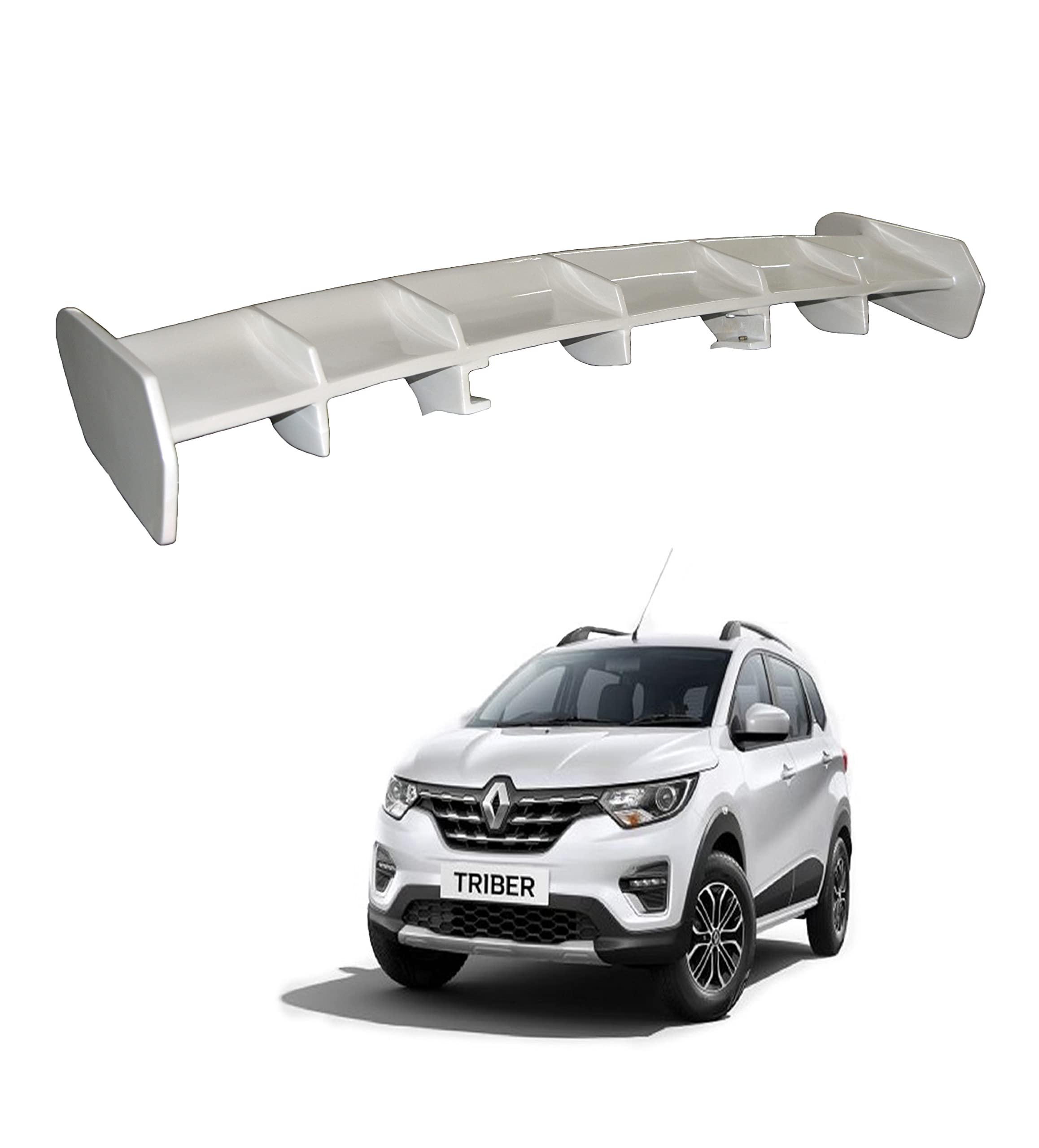 Car Spoiler Compatible with Renault Triber (Unpainted - Ps Grey Color) Car Spoiler with Light Weight Fiber Reinforced Plastic (FRP) Drilling Required.