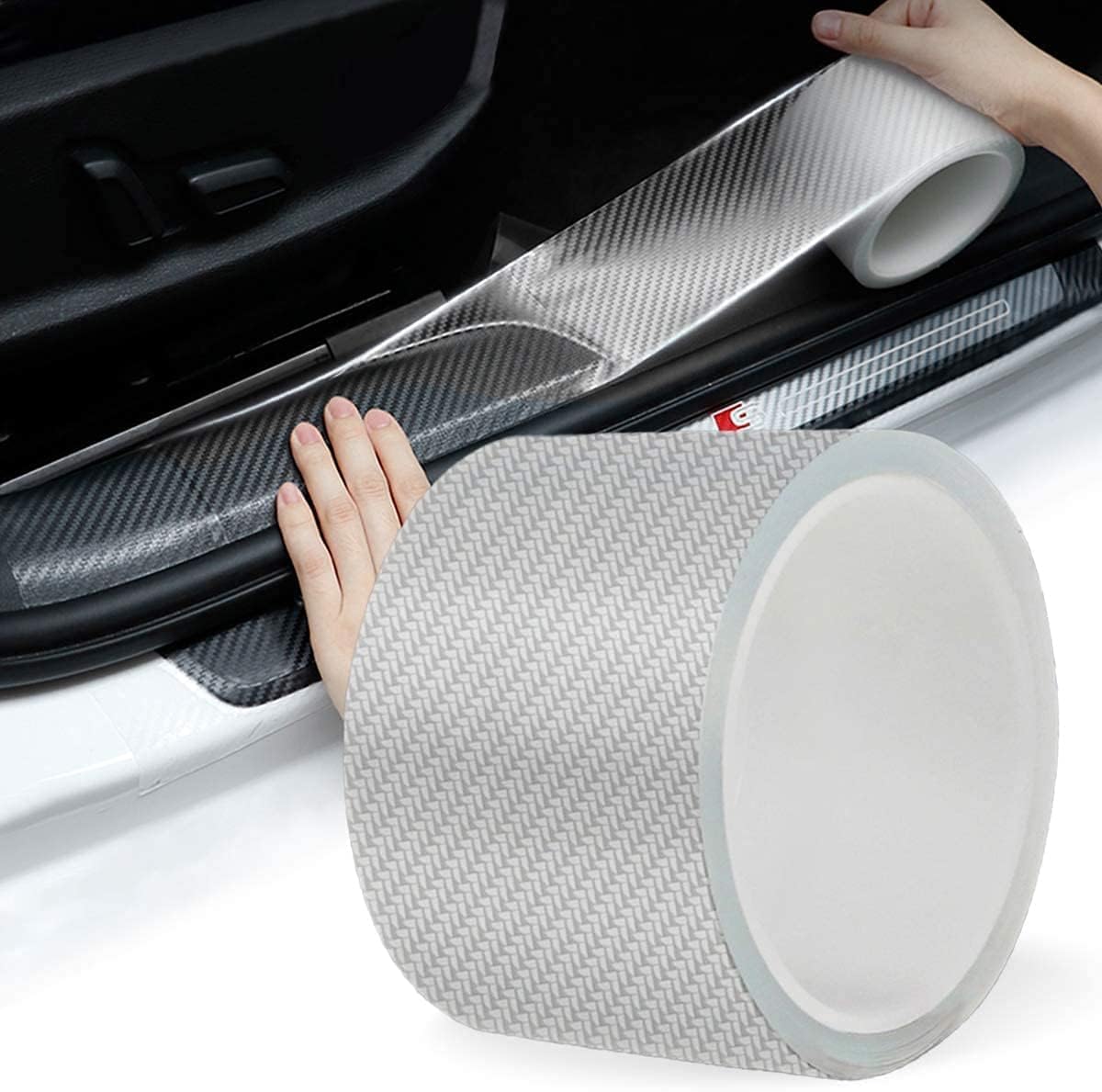 Sponsored Ad - Carbon Fiber Car Door Sill Protector Strip, Anti-Scratch Adhesive Tape for Car Interior/Exterior, Waterproof &amp; Durable Auto Protection Film (5cm x 5m) (Transparent)
