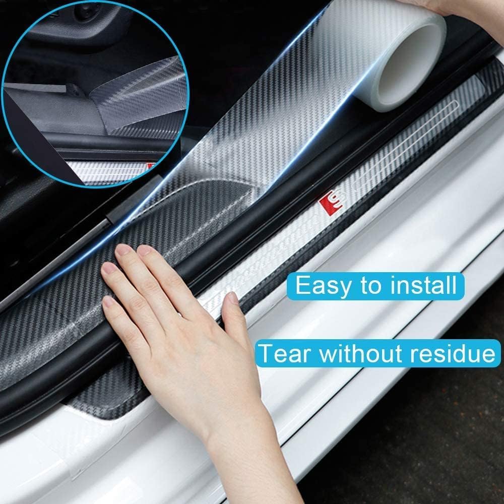 Sponsored Ad - Carbon Fiber Car Door Sill Protector Strip, Anti-Scratch Adhesive Tape for Car Interior/Exterior, Waterproof &amp; Durable Auto Protection Film (5cm x 5m) (Transparent)