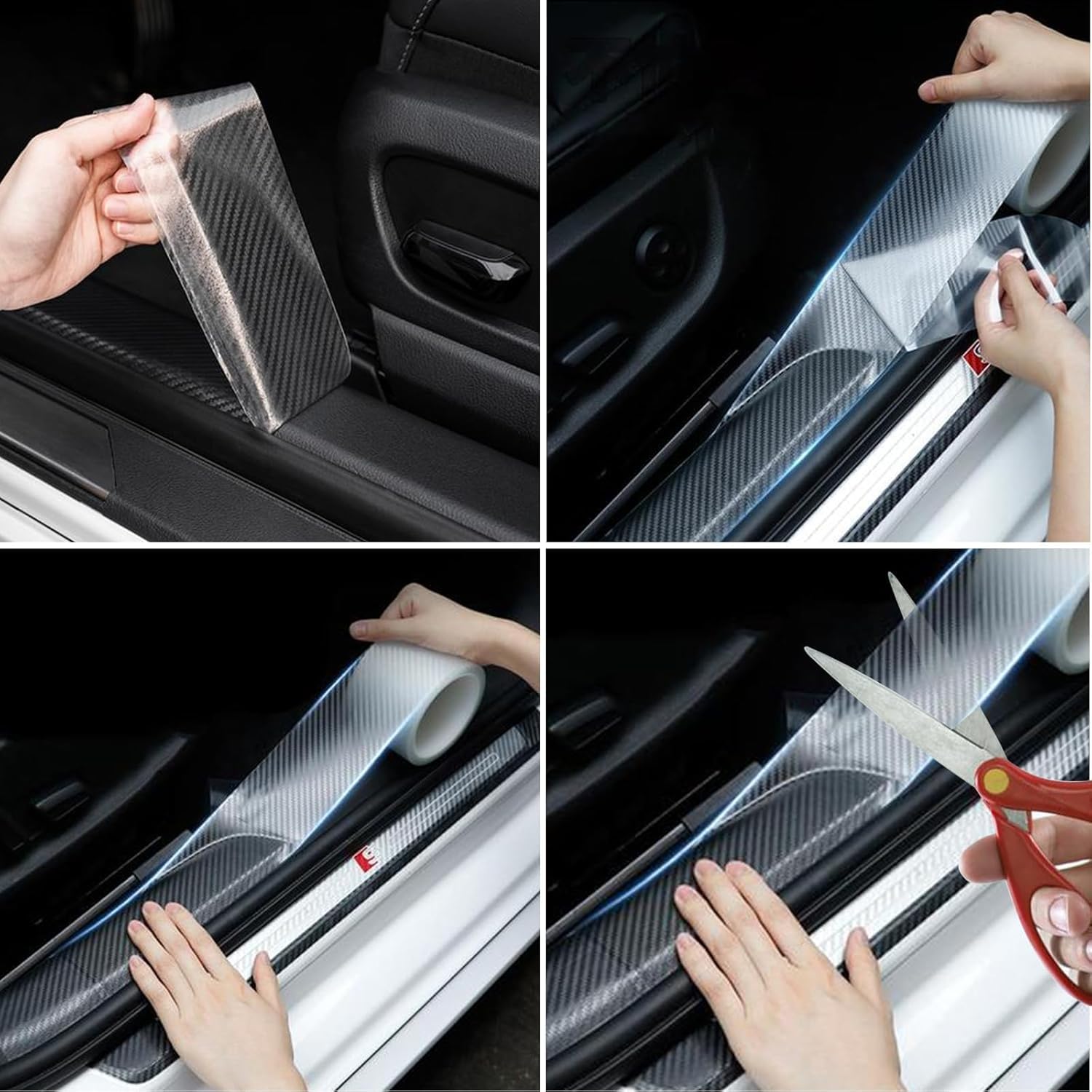 Sponsored Ad - Carbon Fiber Car Door Sill Protector Strip, Anti-Scratch Adhesive Tape for Car Interior/Exterior, Waterproof &amp; Durable Auto Protection Film (5cm x 5m) (Transparent)