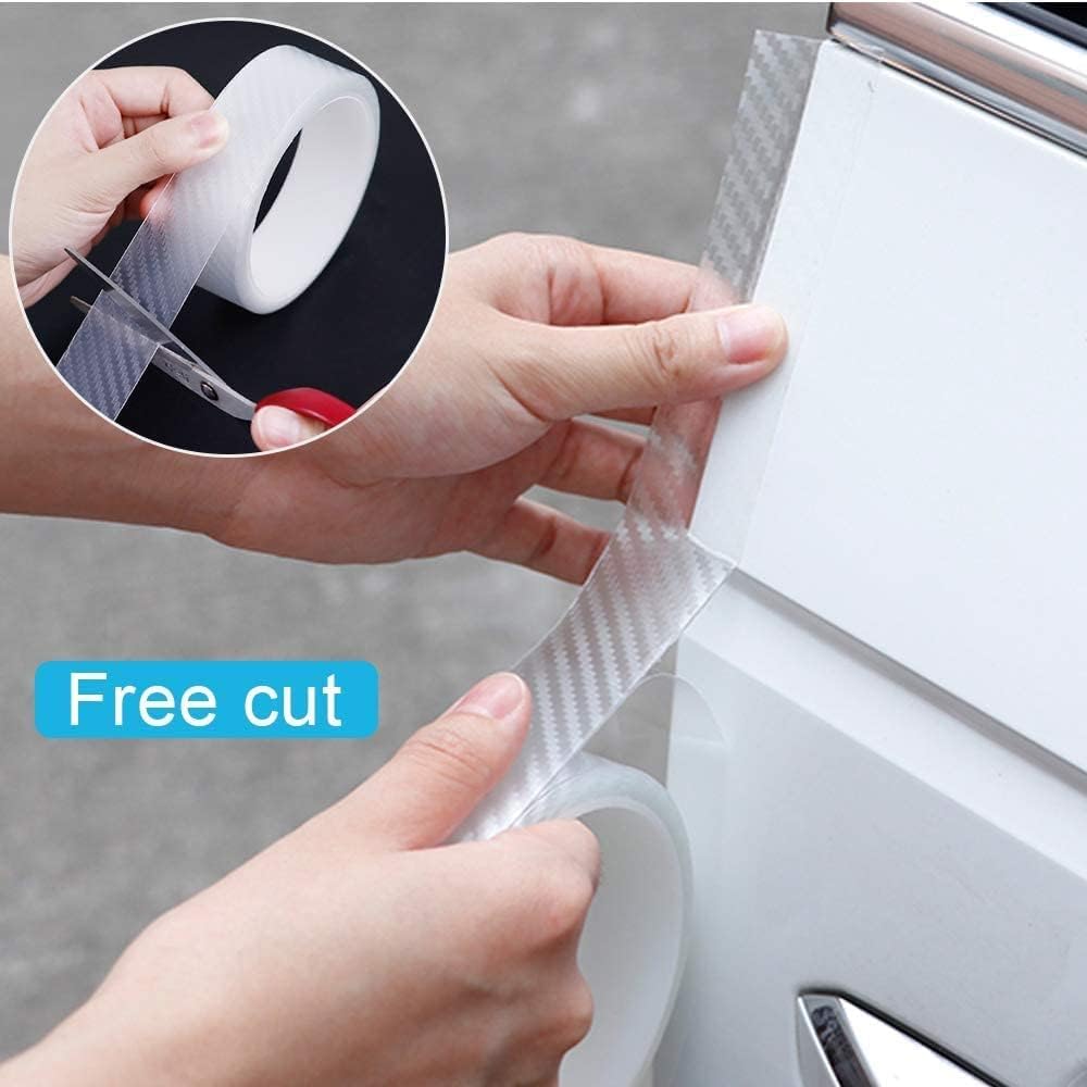 Sponsored Ad - Carbon Fiber Car Door Sill Protector Strip, Anti-Scratch Adhesive Tape for Car Interior/Exterior, Waterproof &amp; Durable Auto Protection Film (5cm x 5m) (Transparent)