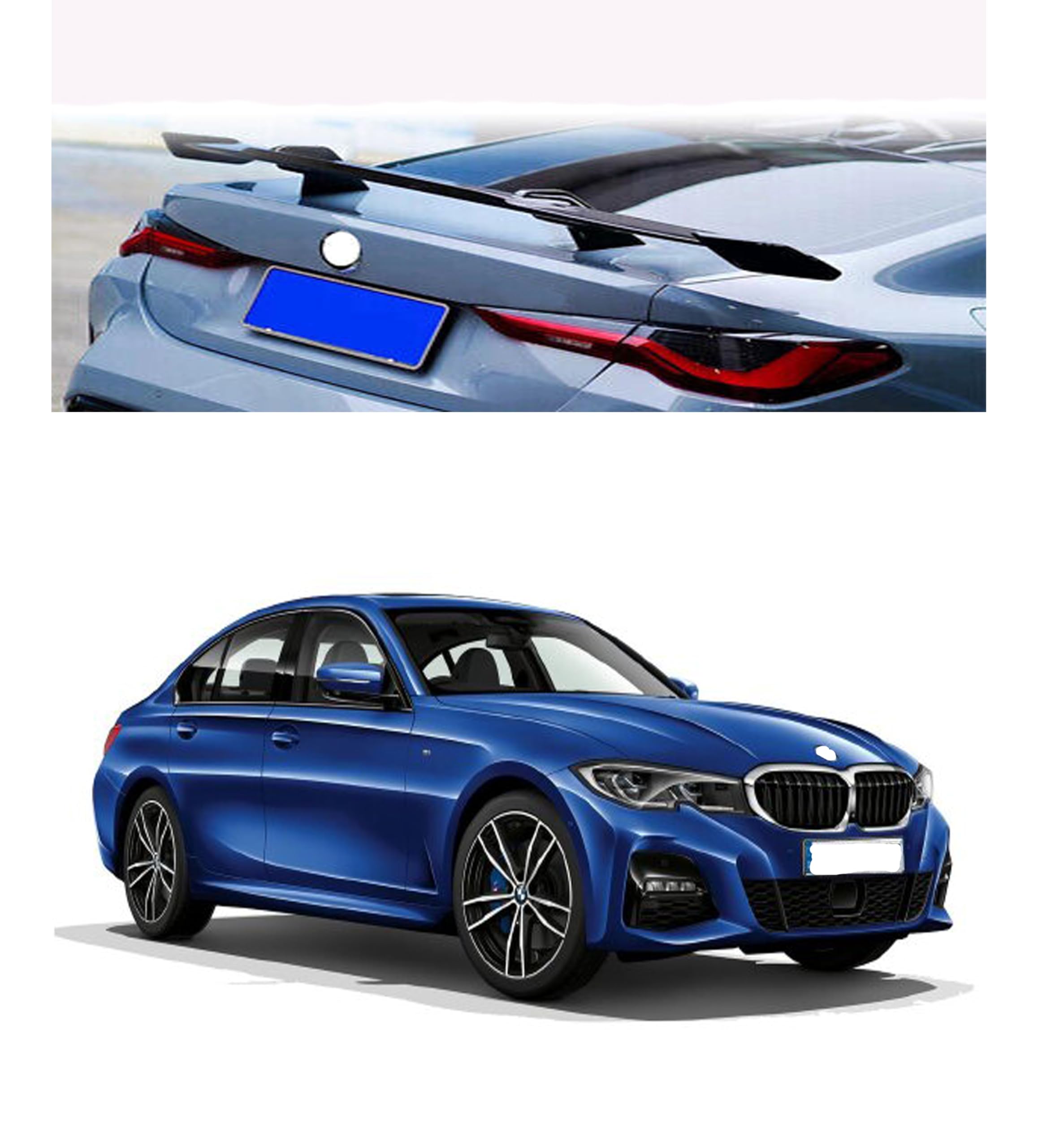 GT Type Sportz Spoiler Semi-Finished (Unpainted Grey) Car Spoiler Fiber Reinforced Plastic (FRP) Compatible with BMW Cars