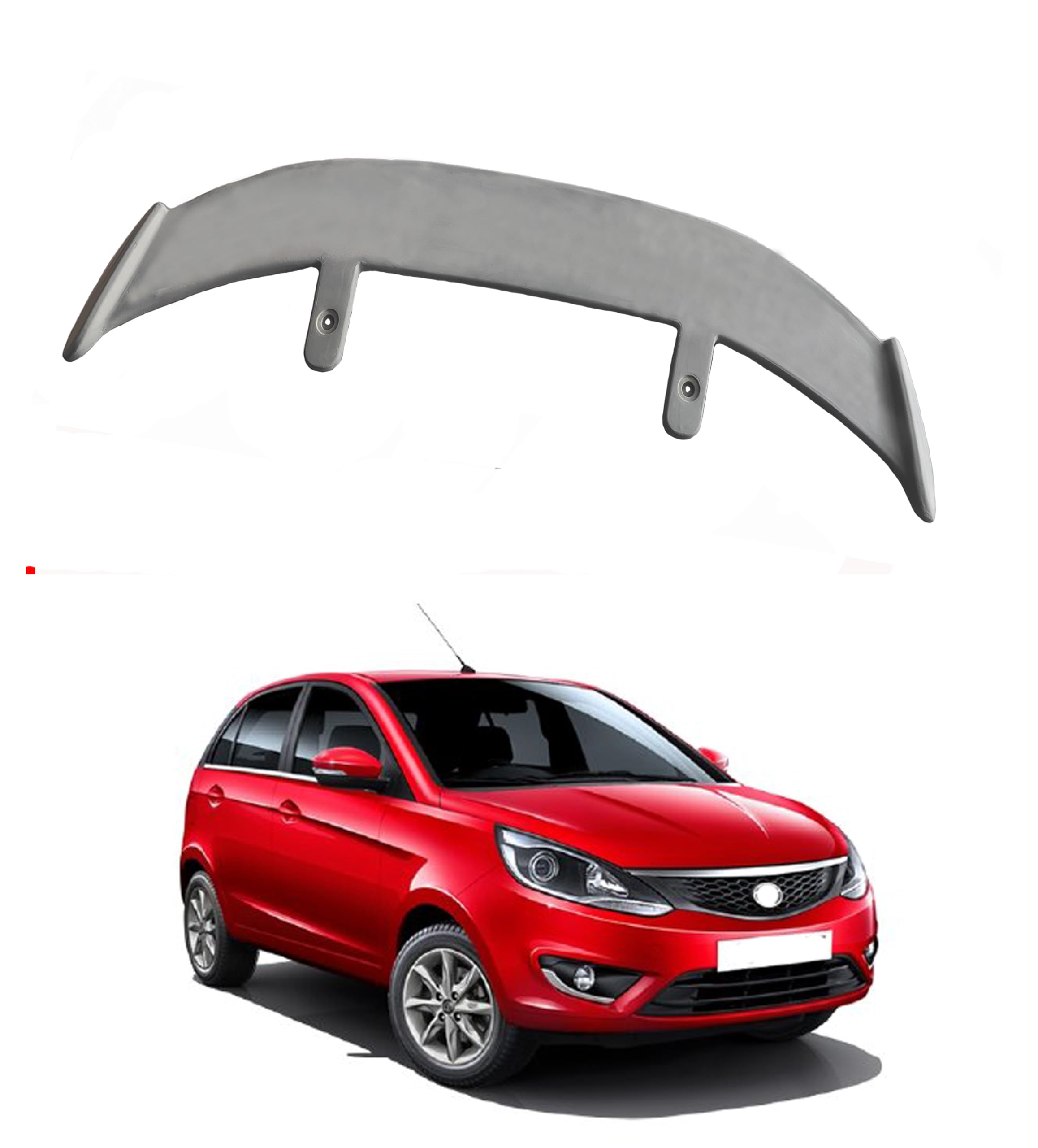 GT Type Sportz Spoiler Semi-Finished (Unpainted Grey) Car Spoiler Fiber Reinforced Plastic (FRP) Compatible with Bolt