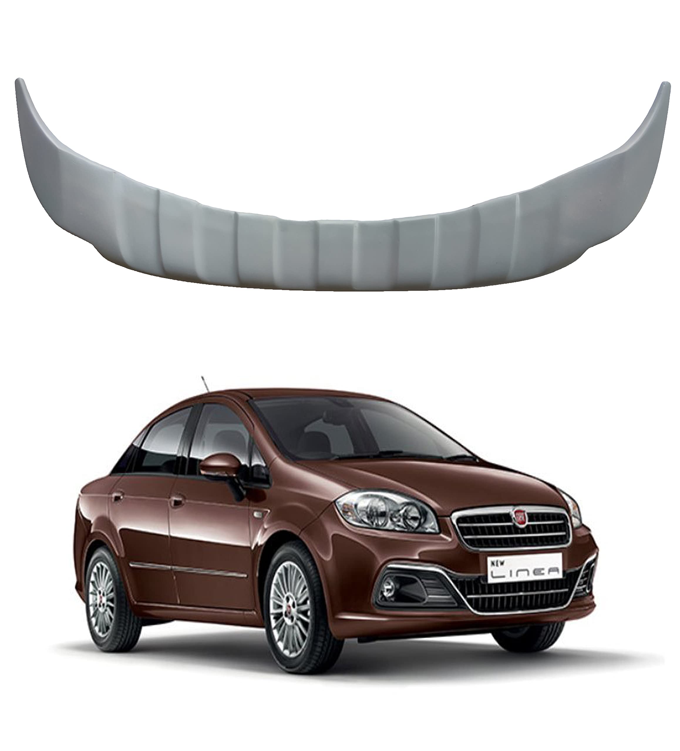 Car Spoiler Compatible with Fiat Linea (Unpainted - Ps Grey Color) Car Spoiler with Light Weight Fiber Reinforced Plastic (FRP) Drilling Required.