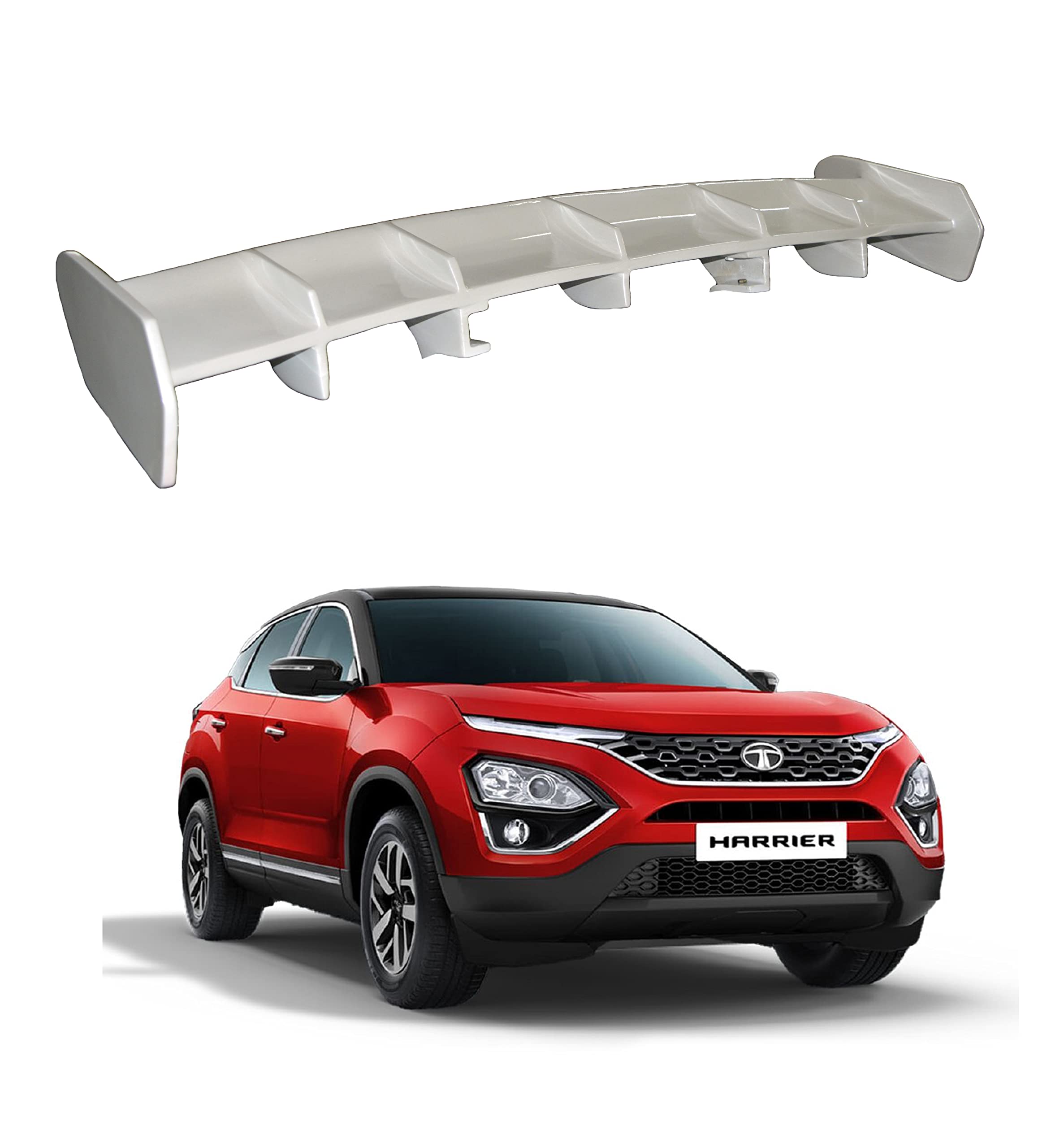Car Spoiler Compatible with Tata Harrier (Unpainted - Ps Grey Color) Car Spoiler with Light Weight Fiber Reinforced Plastic (FRP) Drilling Required.