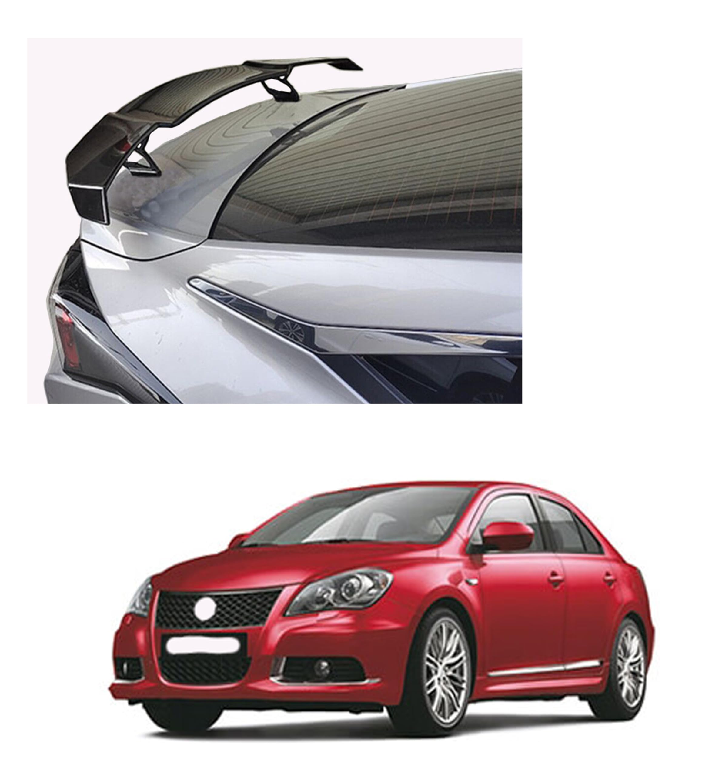 GT Type Sportz Spoiler Semi-Finished (Unpainted Grey) Car Spoiler Fiber Reinforced Plastic (FRP) Compatible with Kizashi Cars