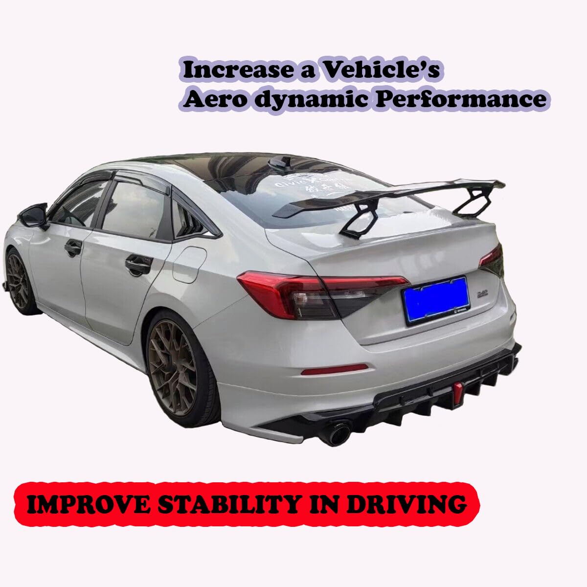 GT Type Sportz Spoiler Semi-Finished (Unpainted Grey) Car Spoiler Fiber Reinforced Plastic (FRP) Compatible with Kizashi Cars
