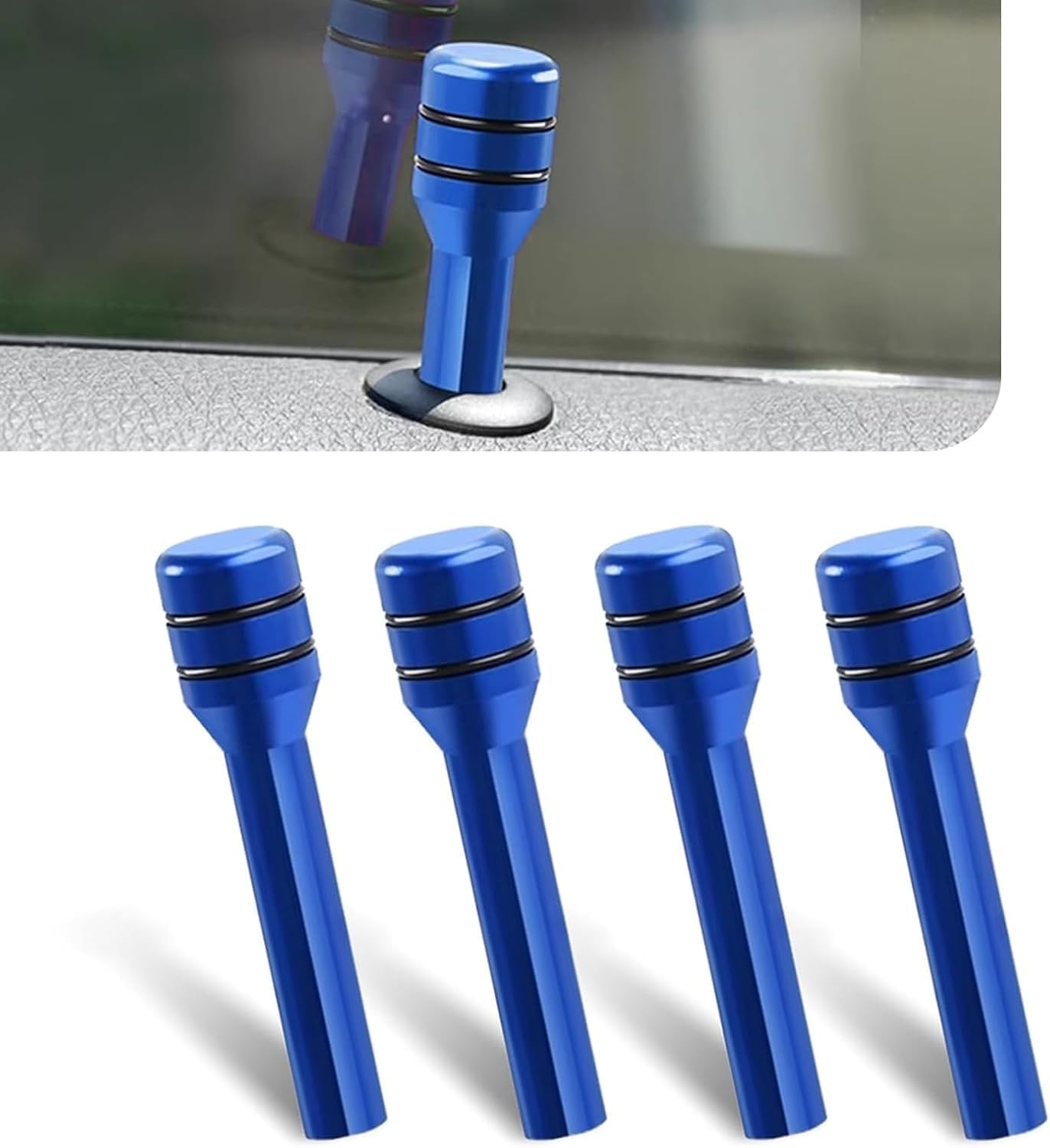Sponsored Ad - Metallic Car Door Lock Knobs Aluminum Alloy Inner Door Lock Pull Pins for Car Decoration Universal for All Cars (Blue)