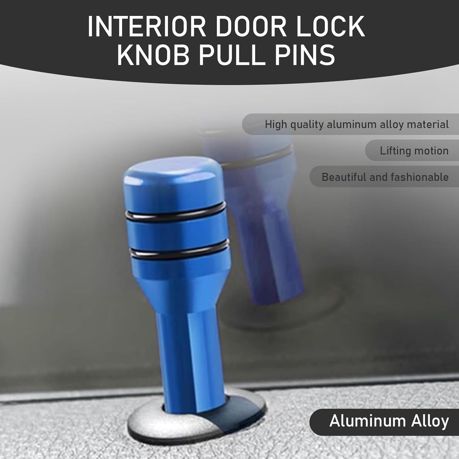 Sponsored Ad - Metallic Car Door Lock Knobs Aluminum Alloy Inner Door Lock Pull Pins for Car Decoration Universal for All Cars (Blue)