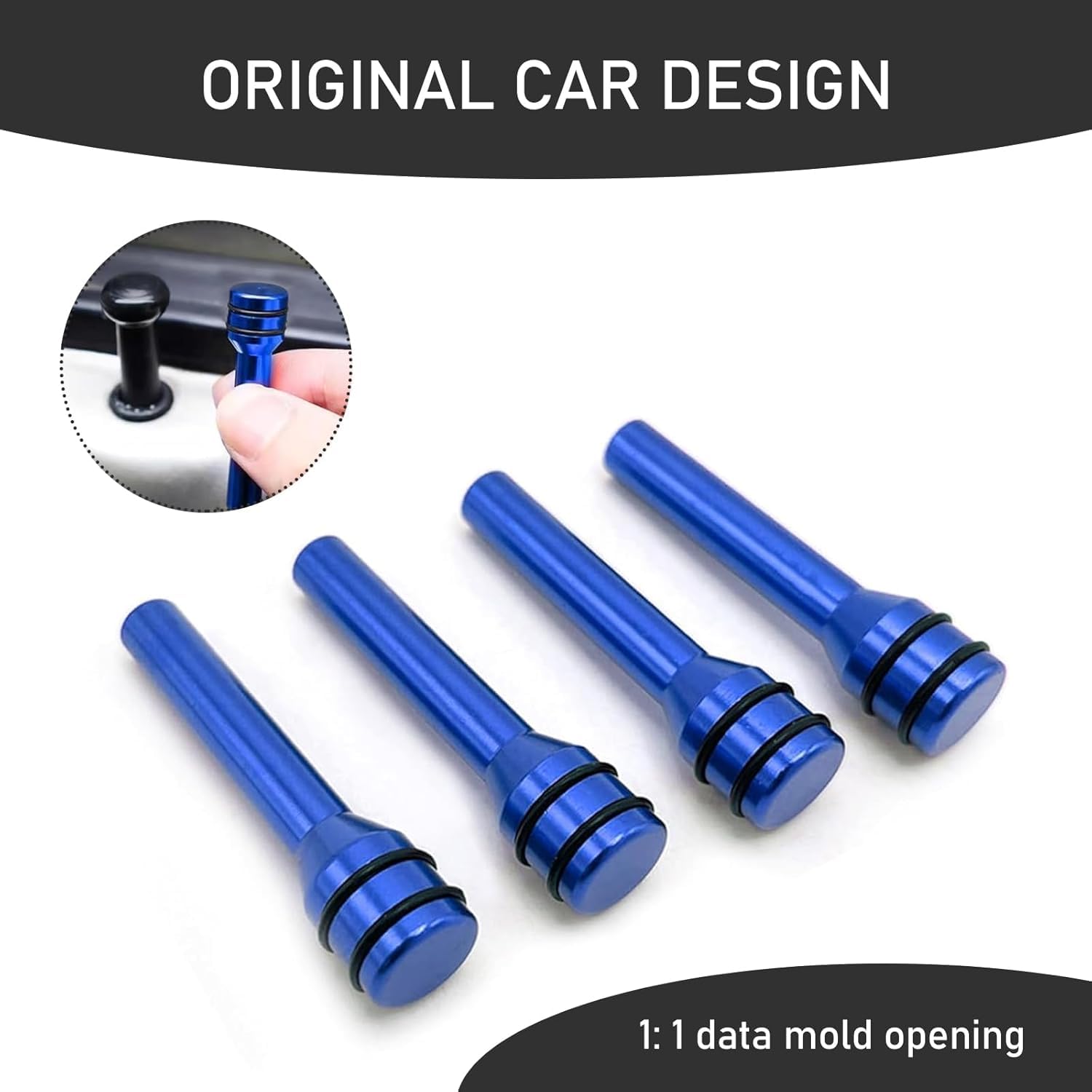 Sponsored Ad - Metallic Car Door Lock Knobs Aluminum Alloy Inner Door Lock Pull Pins for Car Decoration Universal for All Cars (Blue)