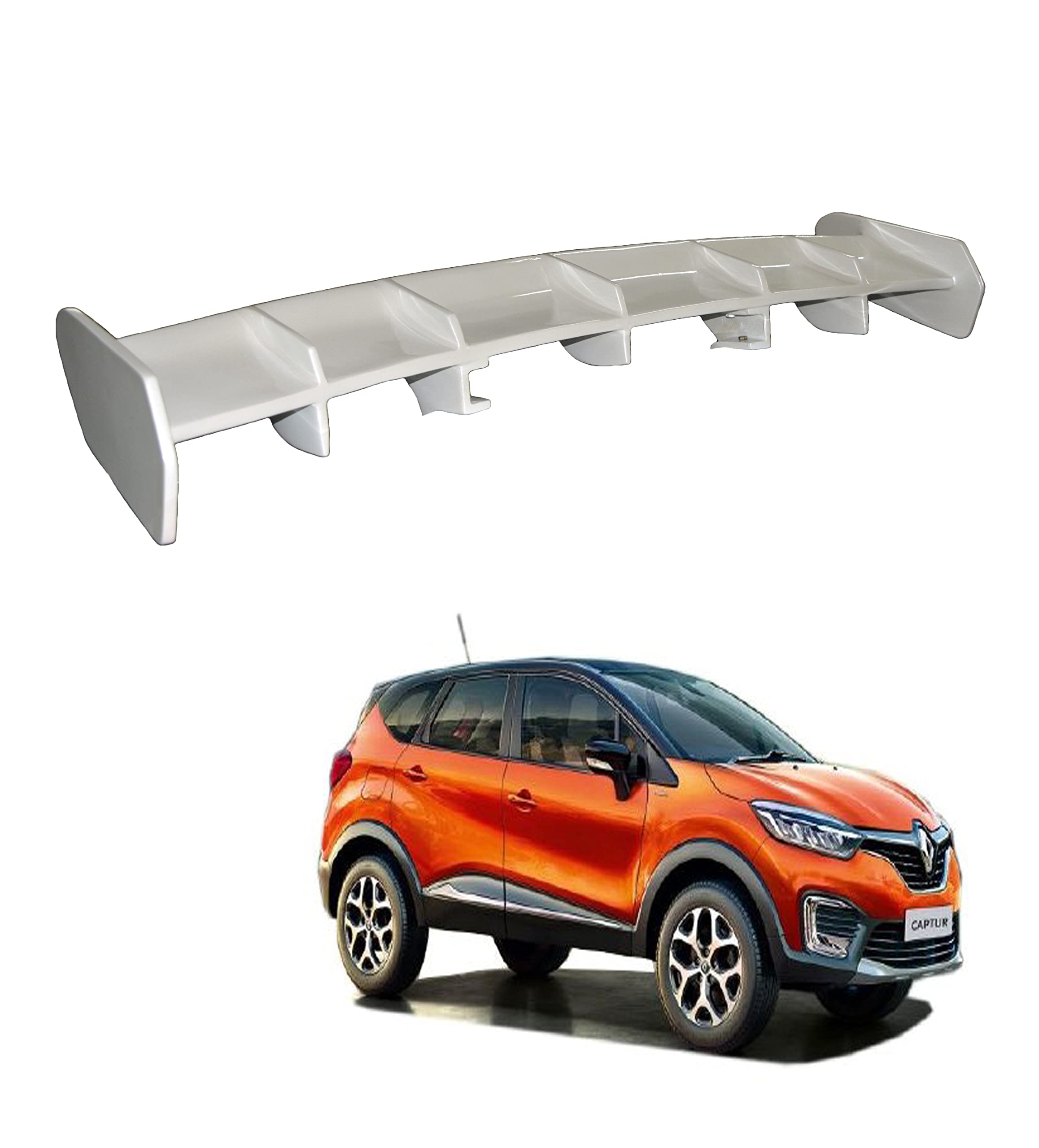 Car Spoiler Compatible with Renault Captur (Unpainted - Ps Grey Color) Car Spoiler with Light Weight Fiber Reinforced Plastic (FRP) Drilling Required.
