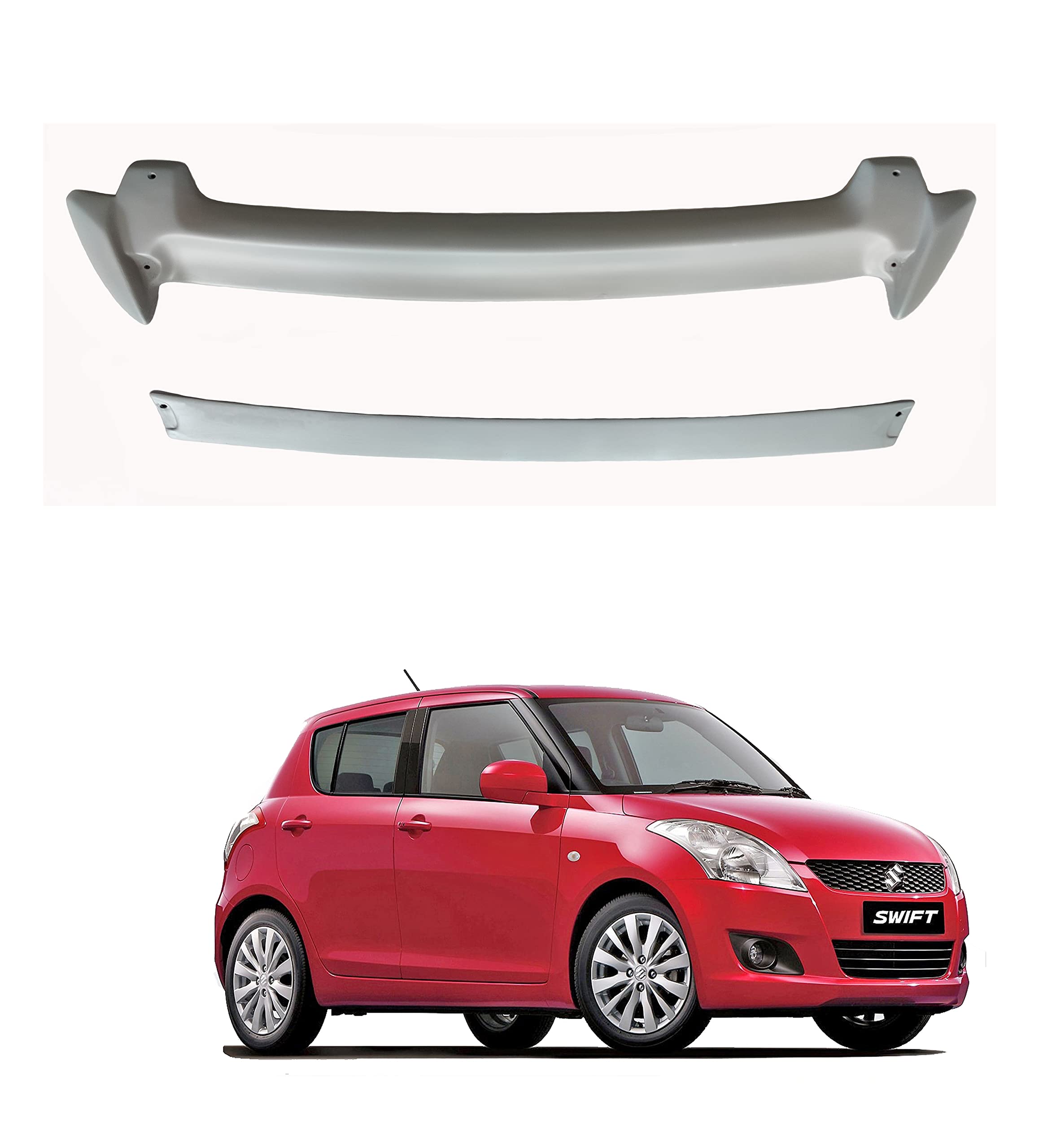 Car Spoiler Compatible with Maruthi Swift (Unpainted - Ps Grey Color) Car Spoiler with Light Weight Fiber Reinforced Plastic (FRP) - Drilling Required.