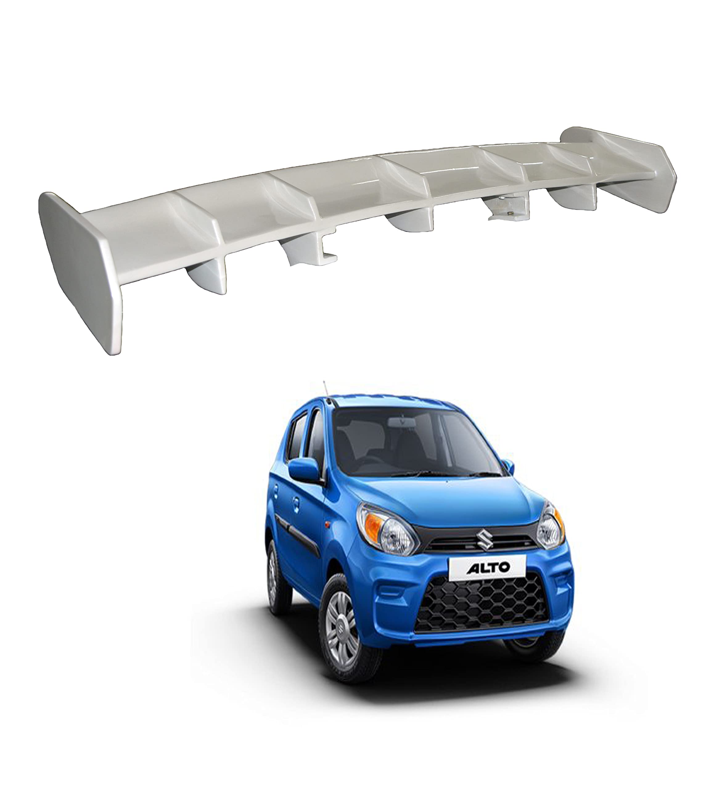Car Spoiler Compatible with Maruti Alto 800 (Unpainted - Ps Grey Color) Car Spoiler with Light Weight Fiber Reinforced Plastic (FRP) Drilling Required.